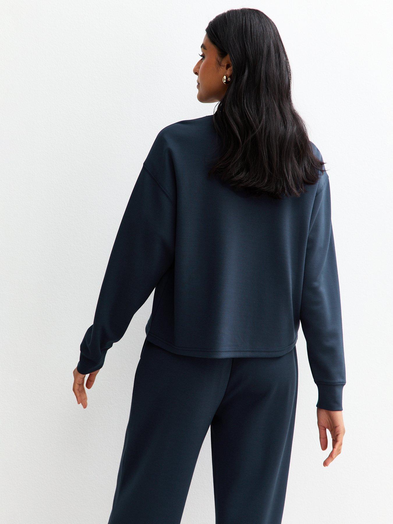 Image 2 of 6 of New Look Navy Premium Oversized Crew Neck Sweatshirt