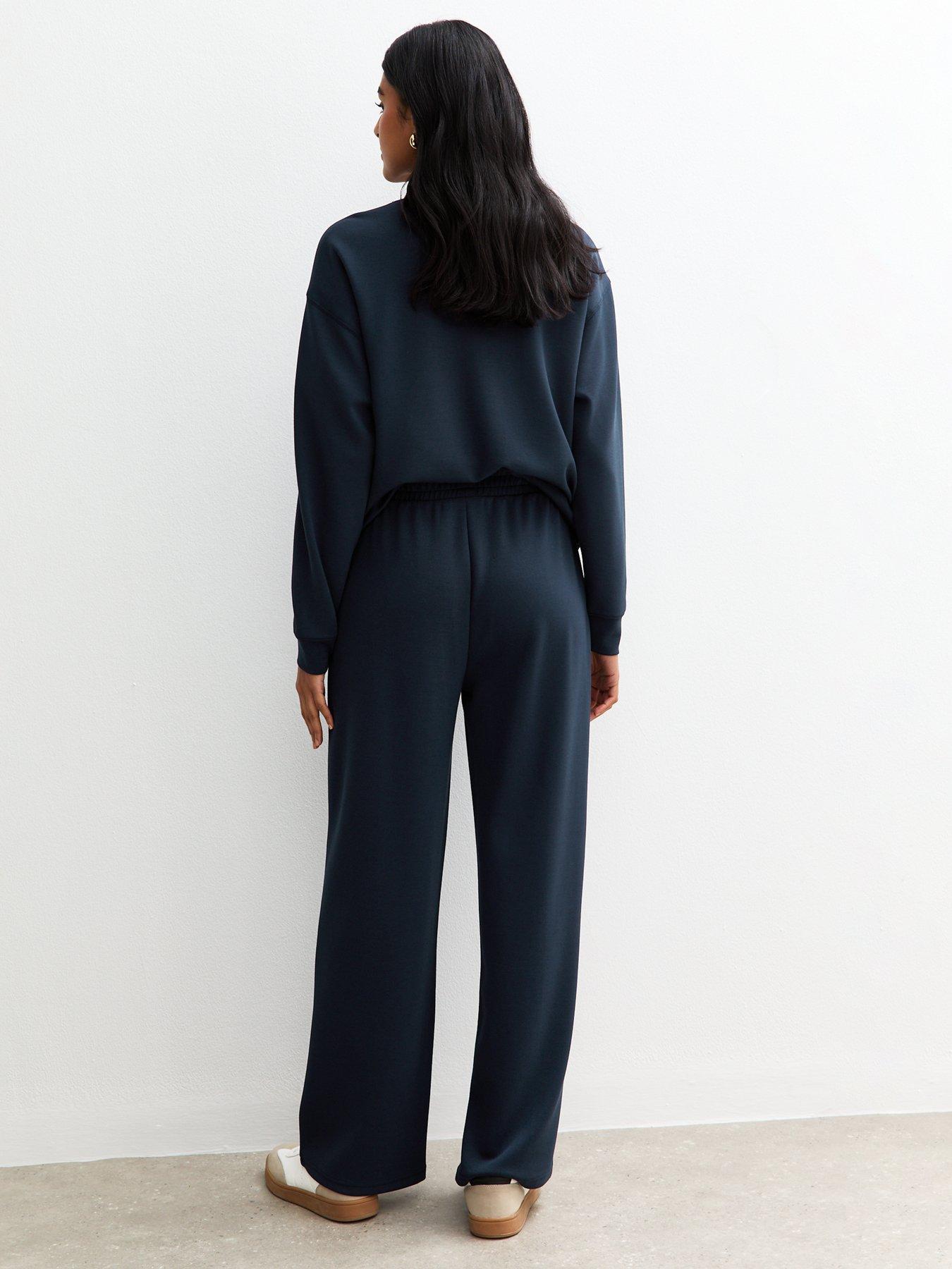 new-look-navy-elasticated-waist-premium-wide-leg-joggersstillFront