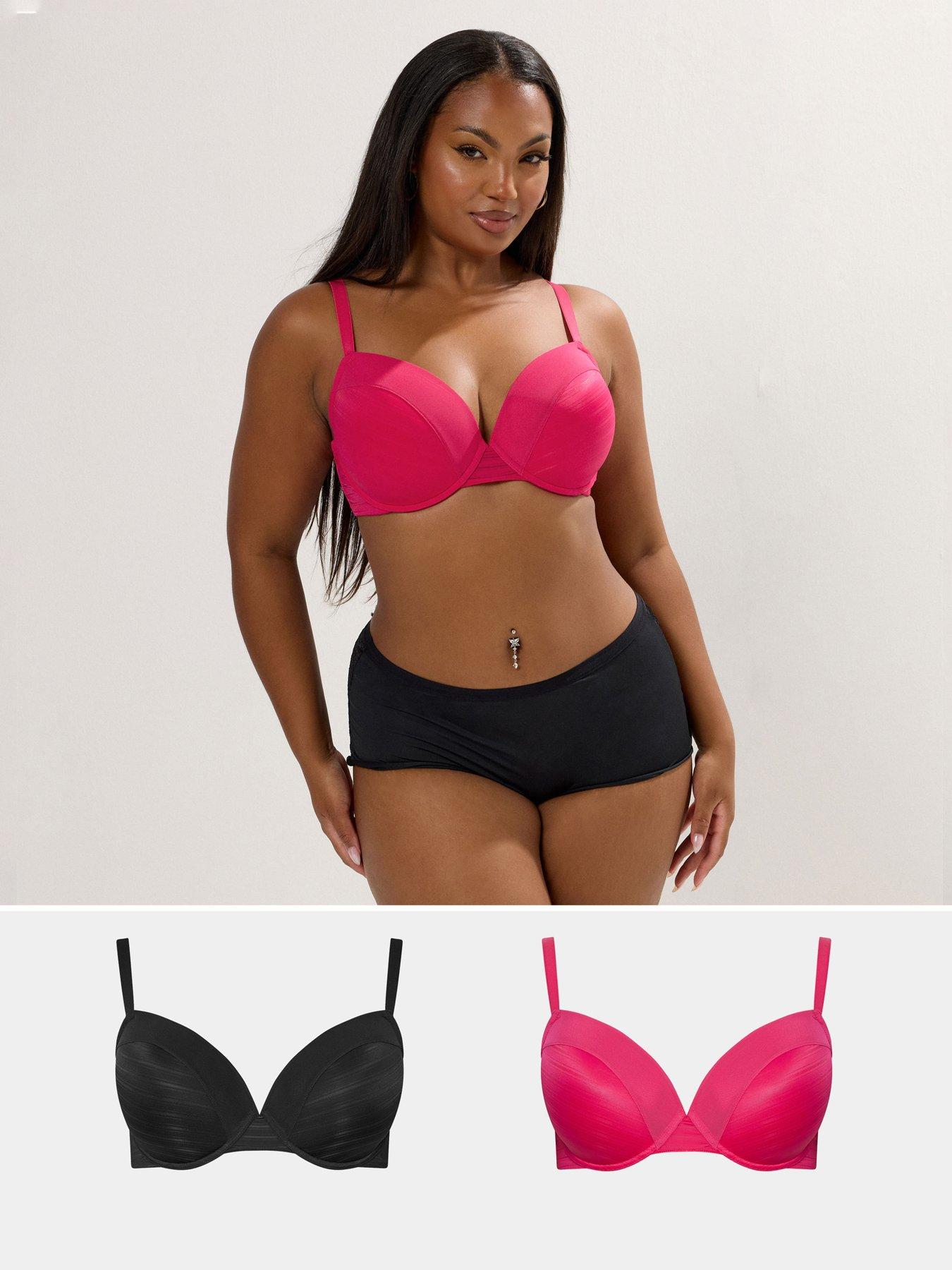 Yours Curve 2 Pack Stripe T-Shirt Bra - Red