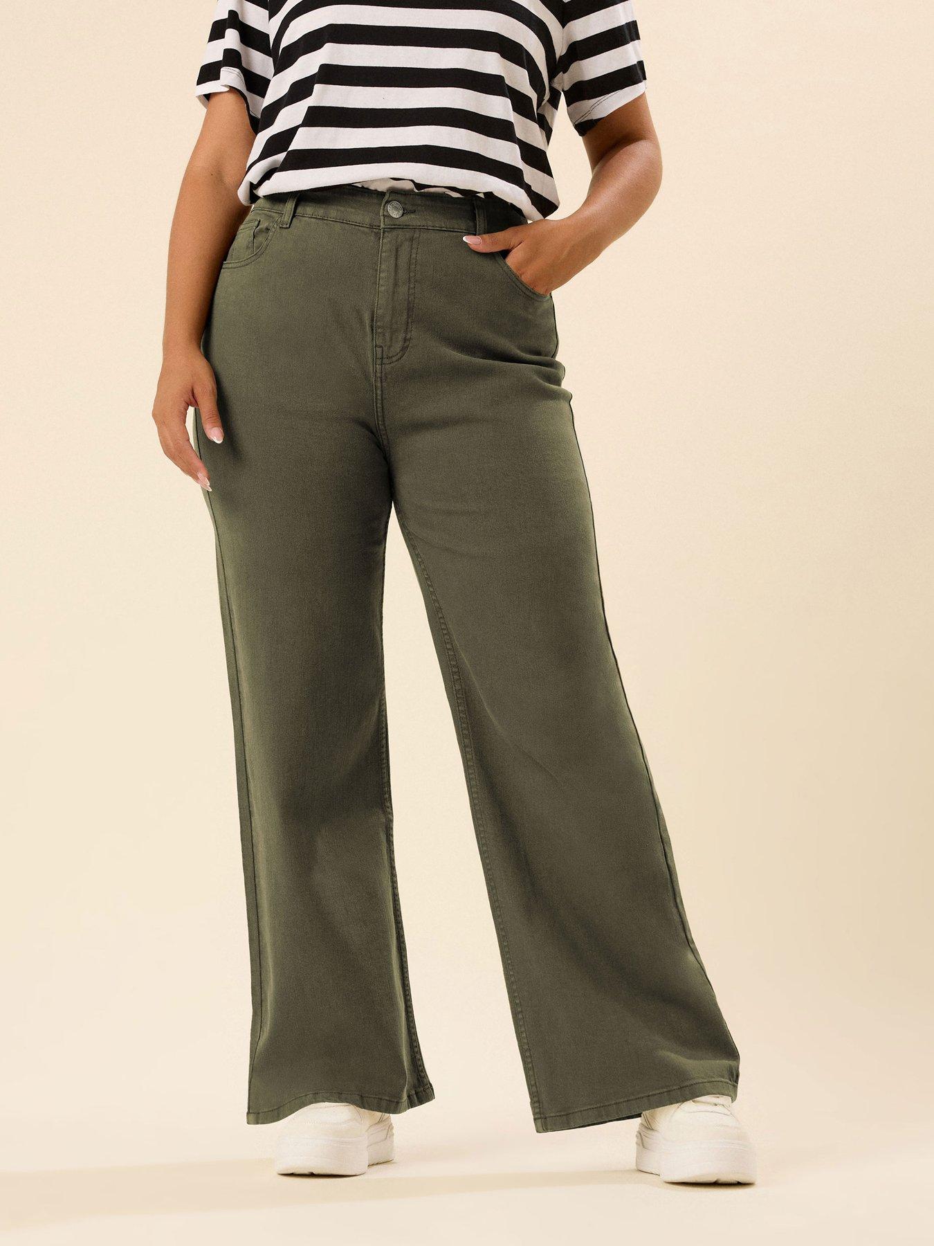 yours-curve-wide-leg-cargo-jean-green
