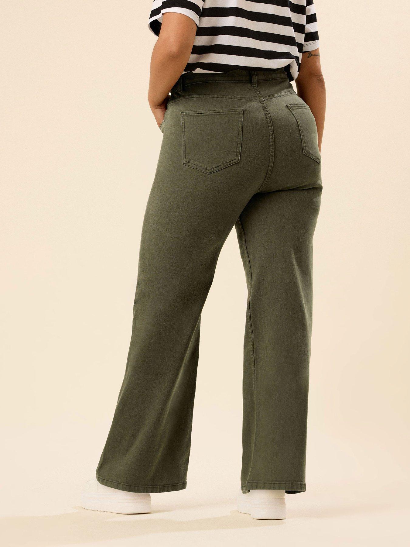 yours-curve-wide-leg-cargo-jean-greenstillFront