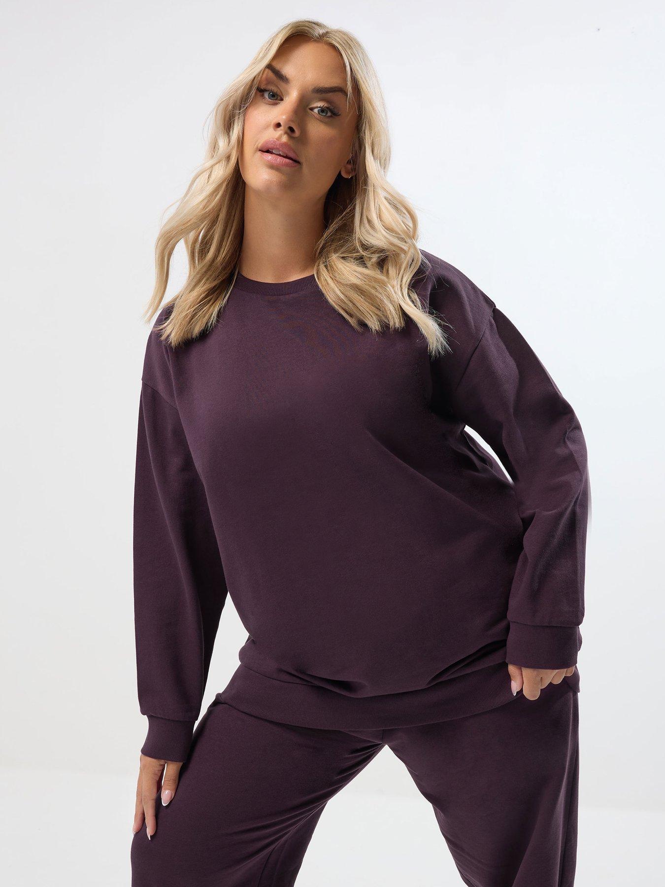 Image 1 of 5 of Yours Curve Crew Neck Sweatshirt - Purple