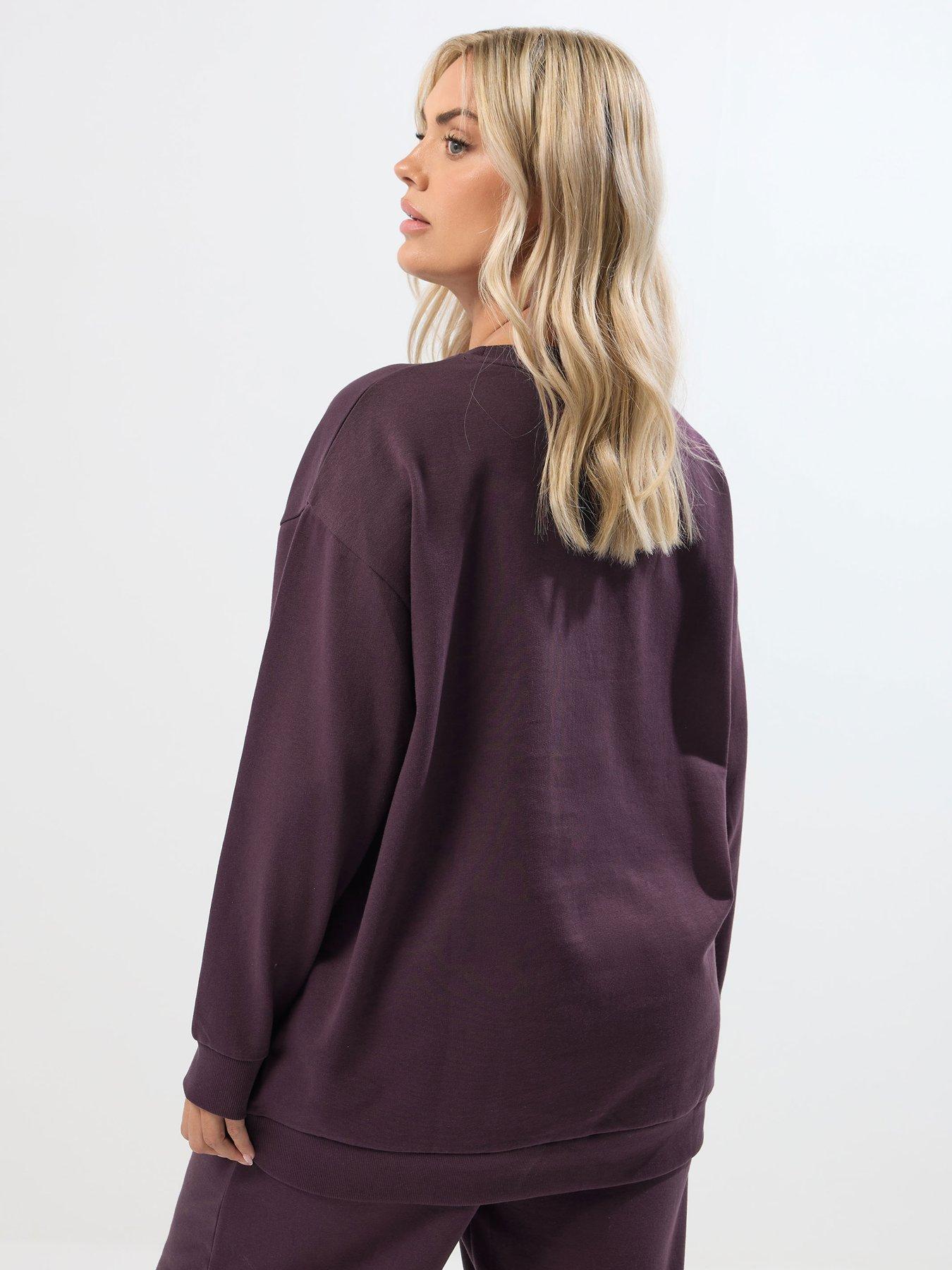 Image 2 of 5 of Yours Curve Crew Neck Sweatshirt - Purple
