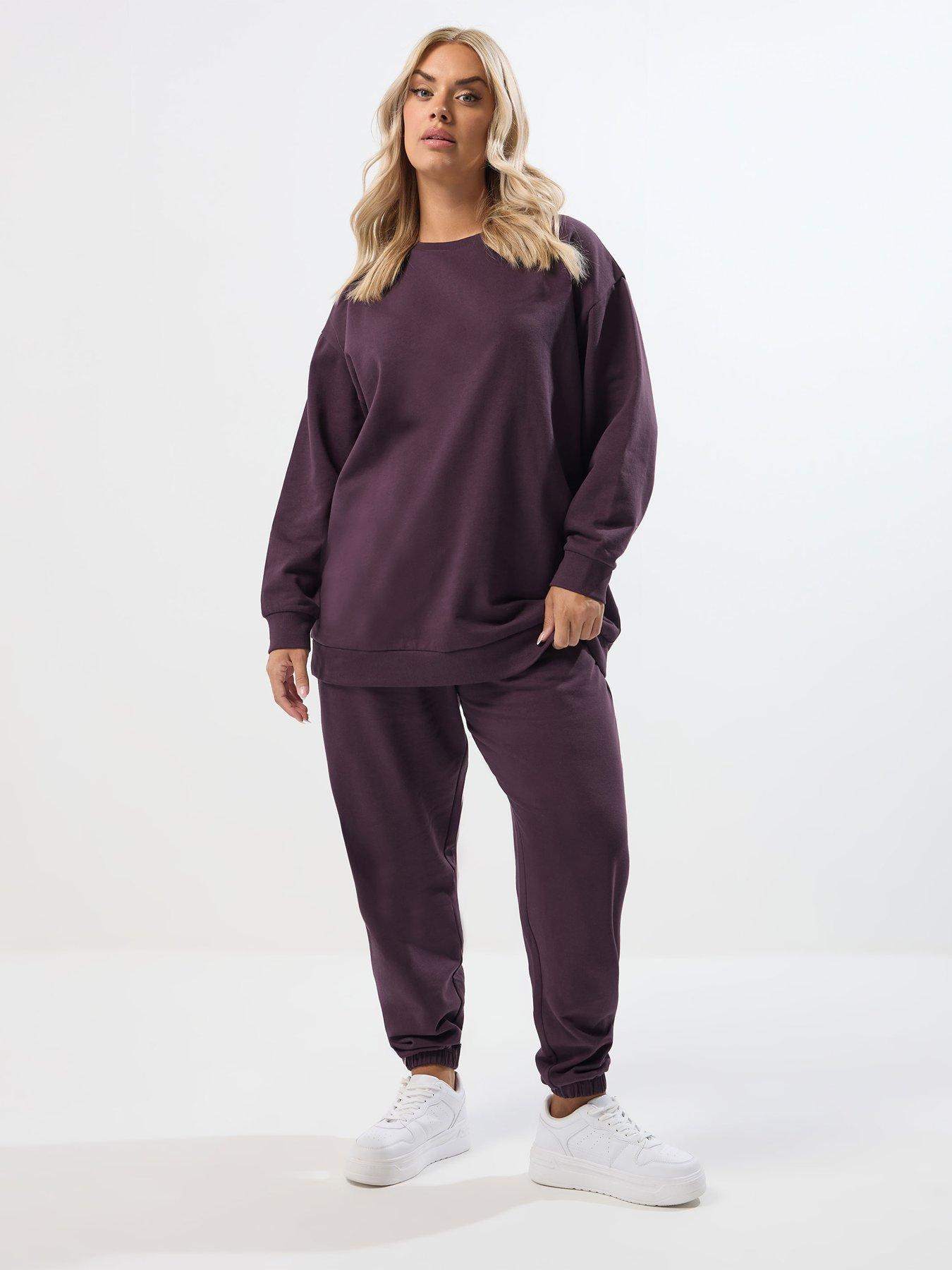 Image 3 of 5 of Yours Curve Crew Neck Sweatshirt - Purple