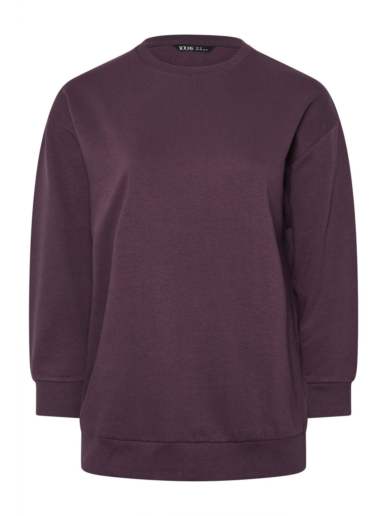 Image 5 of 5 of Yours Curve Crew Neck Sweatshirt - Purple