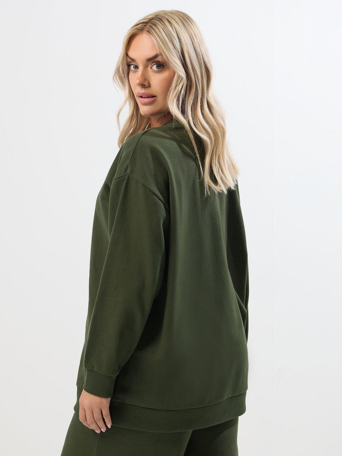 Image 2 of 5 of Yours Curve Crew Neck Sweatshirt - Green