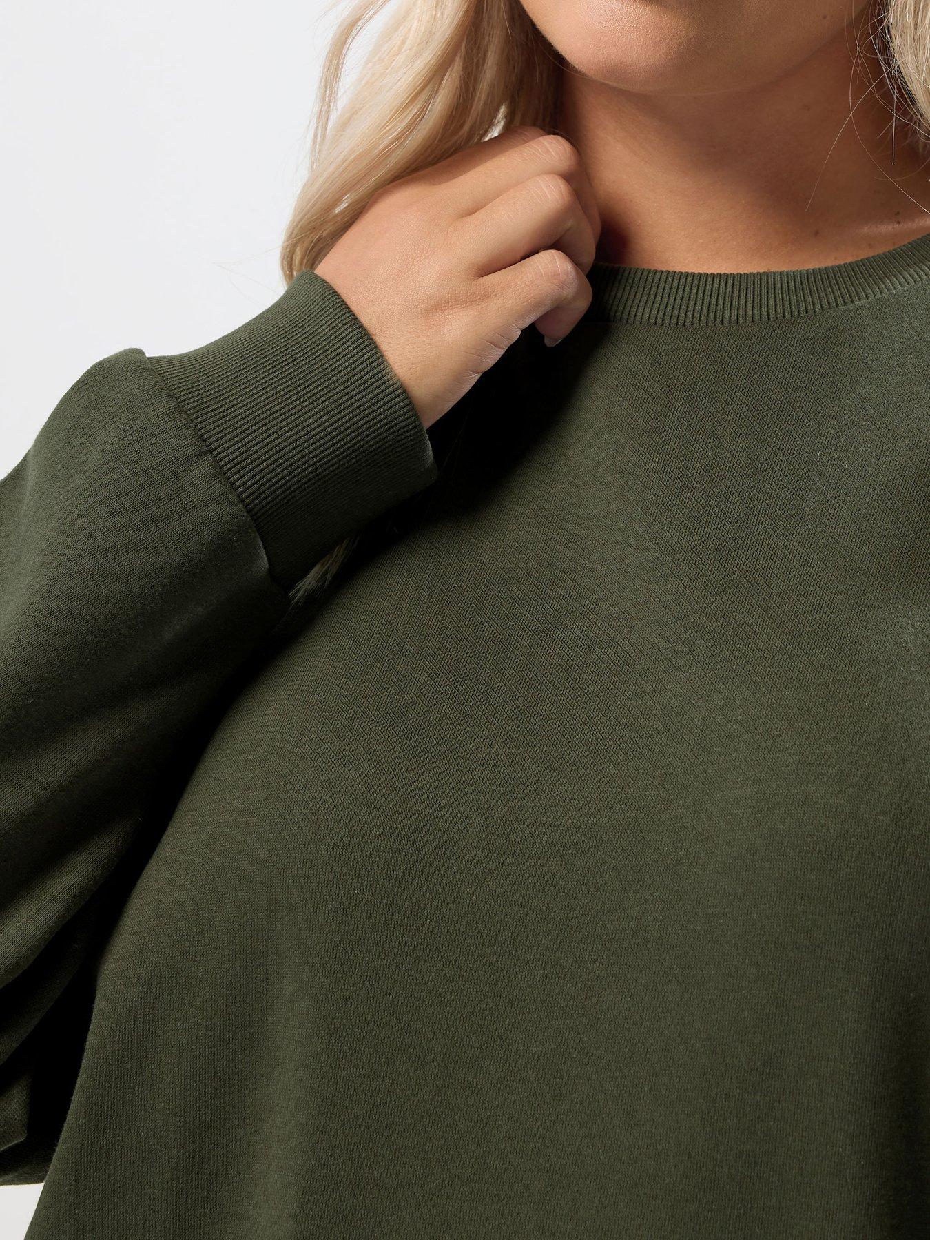 Image 4 of 5 of Yours Curve Crew Neck Sweatshirt - Green