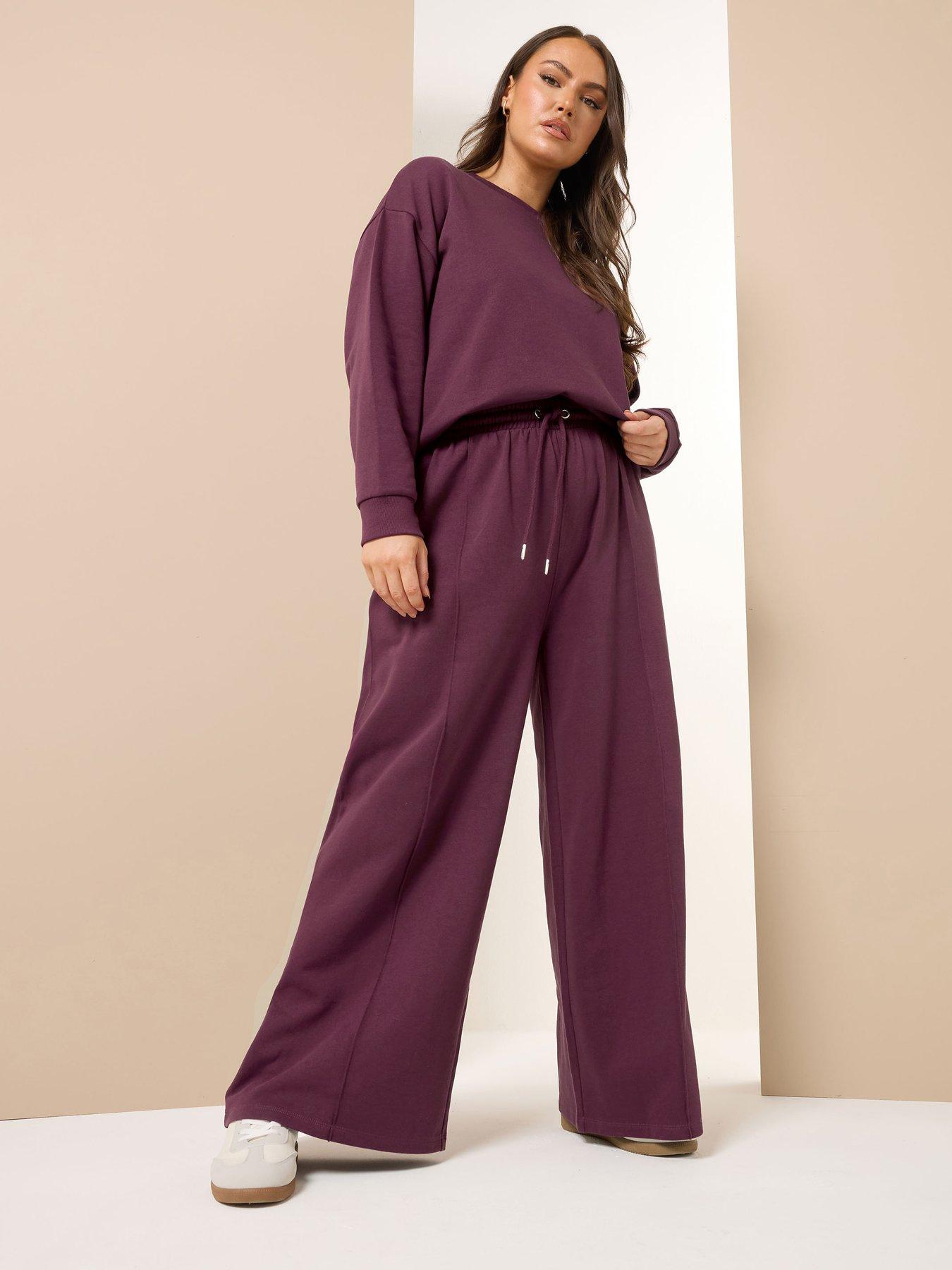 Image 2 of 4 of Yours Curve Wide Leg Jogger - Burgundy Red