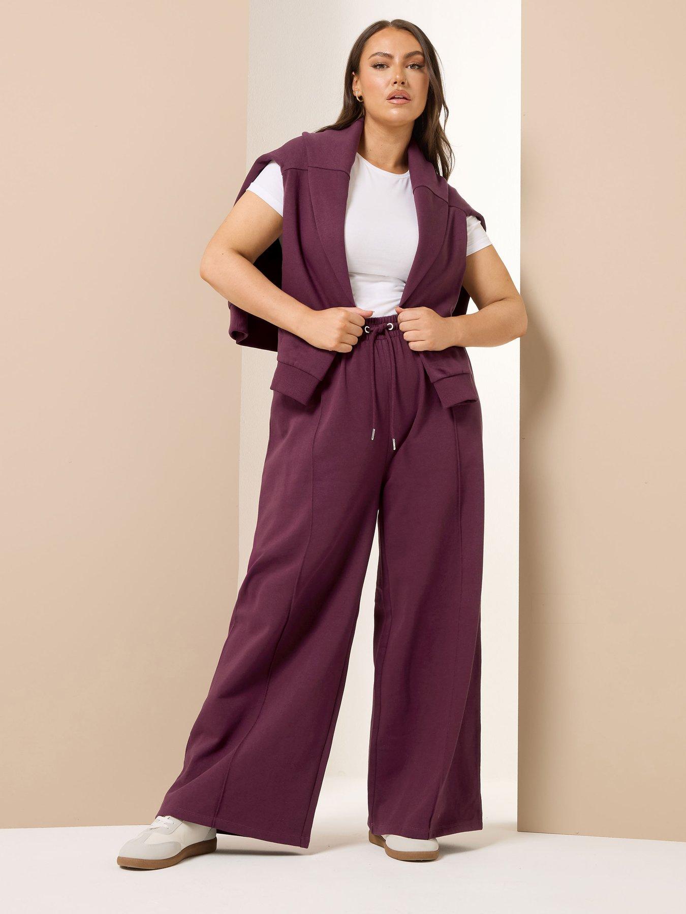 Image 3 of 4 of Yours Curve Wide Leg Jogger - Burgundy Red