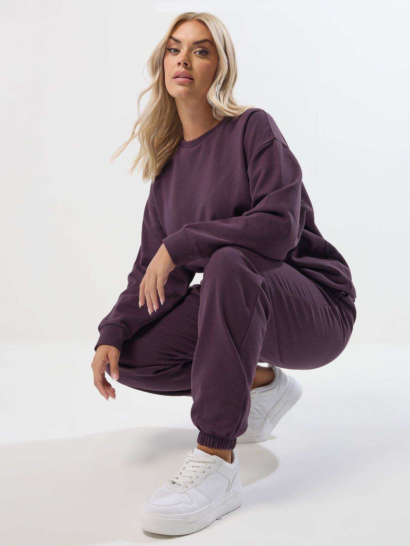 undefined Curve Crew Neck Sweatshirt  &  Trouser Set - Purple