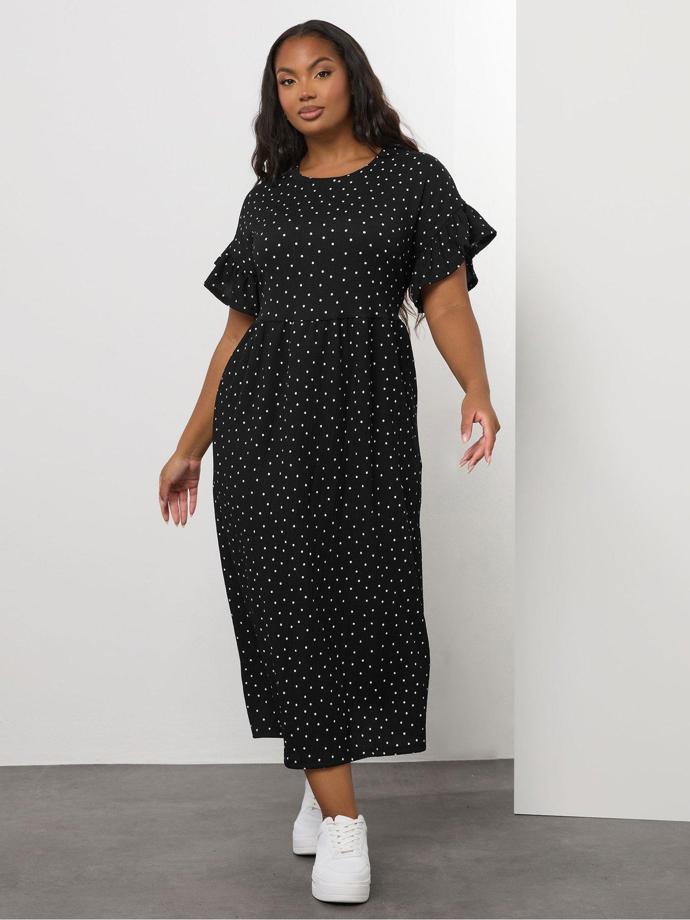 Yours Curve Frill Sleeve Midaxi Dress - Black