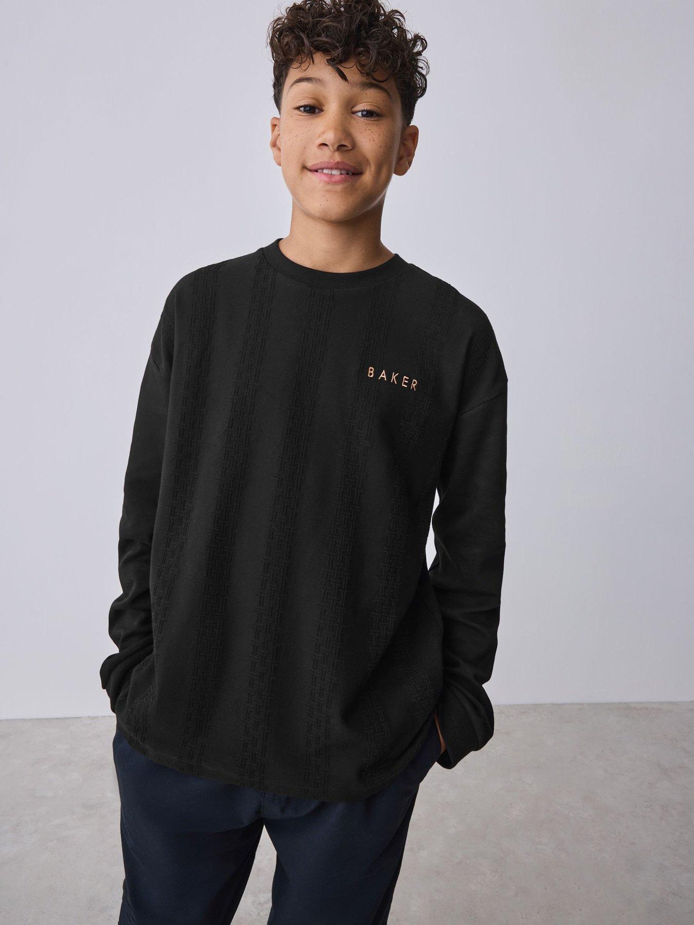 Image 1 of 6 of Ted Baker Older Boys Textured T-Shirt - Black