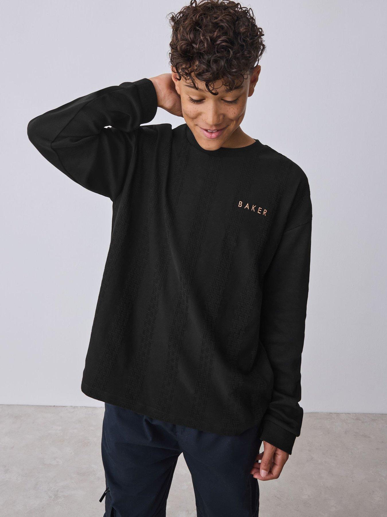 Image 2 of 6 of Ted Baker Older Boys Textured T-Shirt - Black