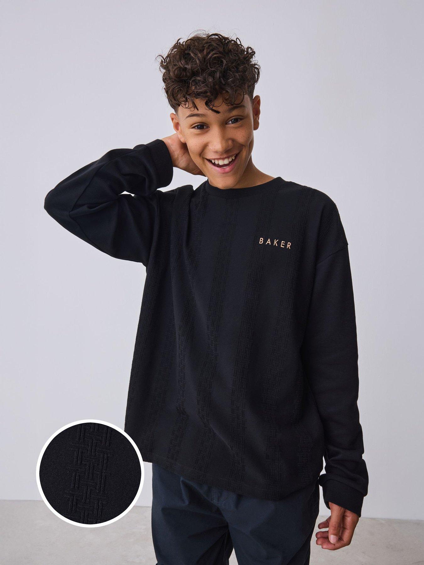 Image 4 of 6 of Ted Baker Older Boys Textured T-Shirt - Black