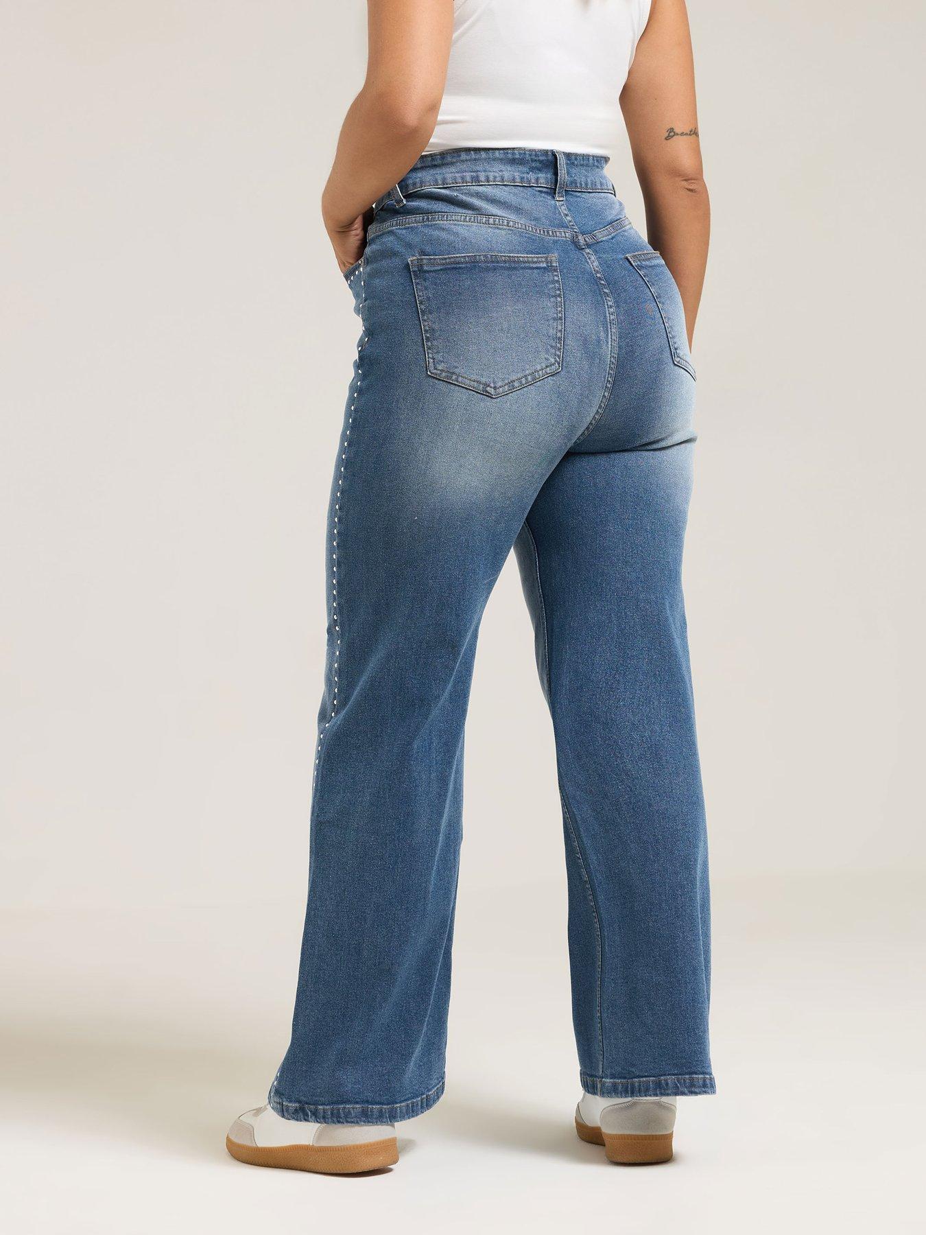 yours-curve-stud-detail-wide-leg-jean-bluestillFront