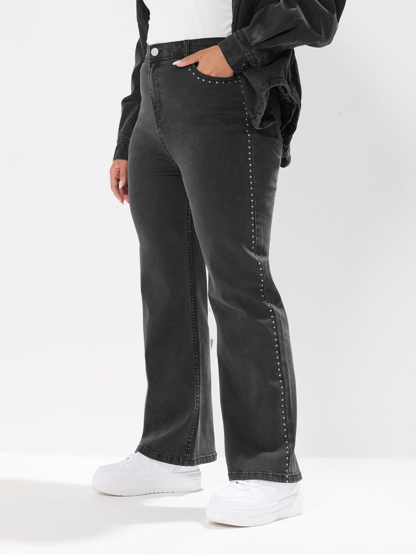 yours-curve-stud-detail-wide-leg-jean-black
