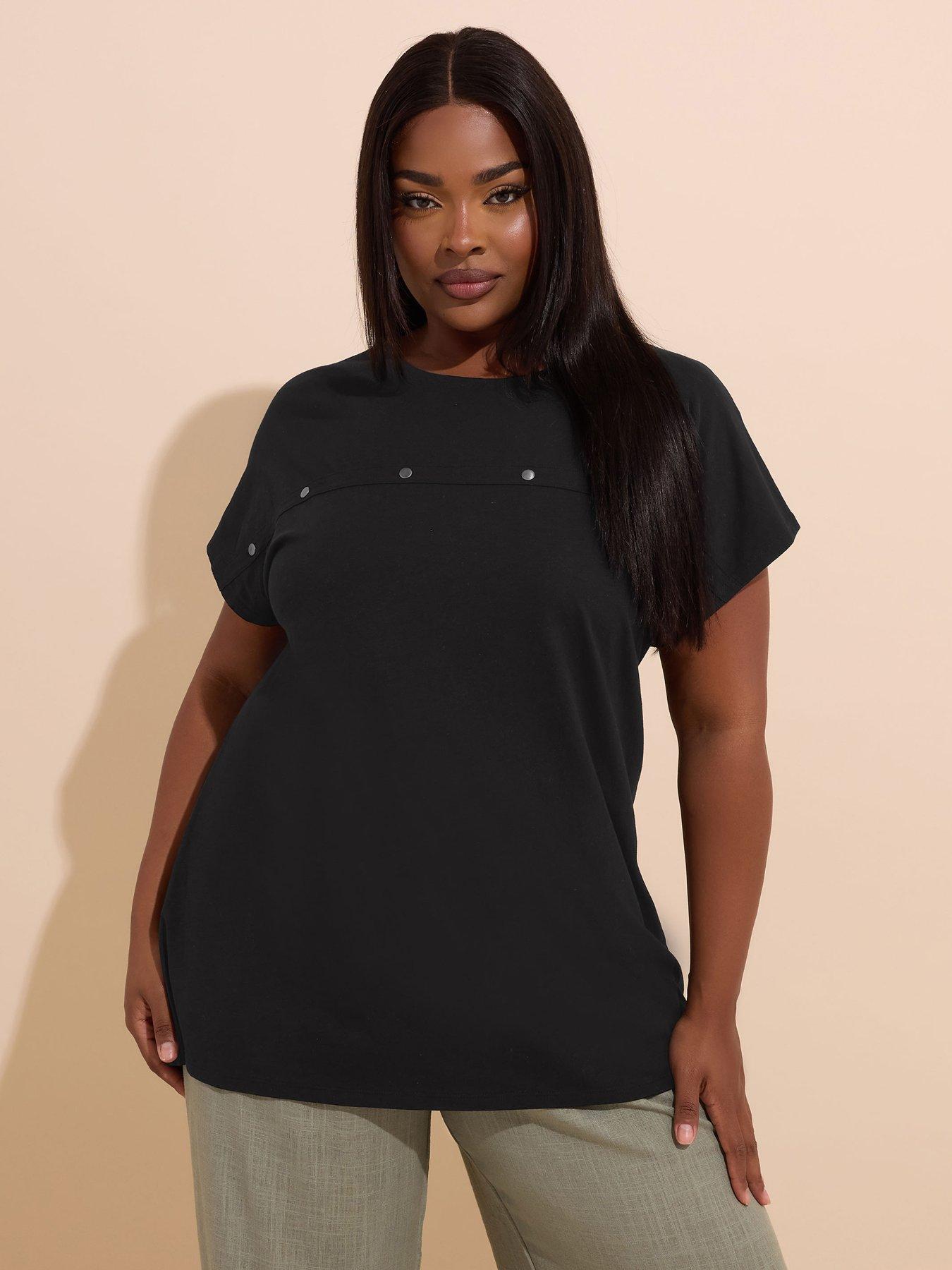 Yours Curve Slub Grown On Stud Top - Black