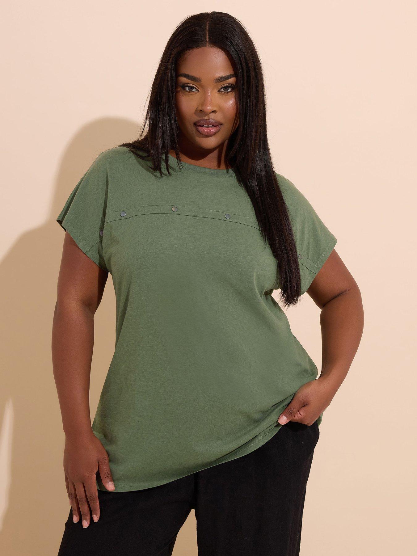 Yours Curve Slub Grown On Stud Top - Green