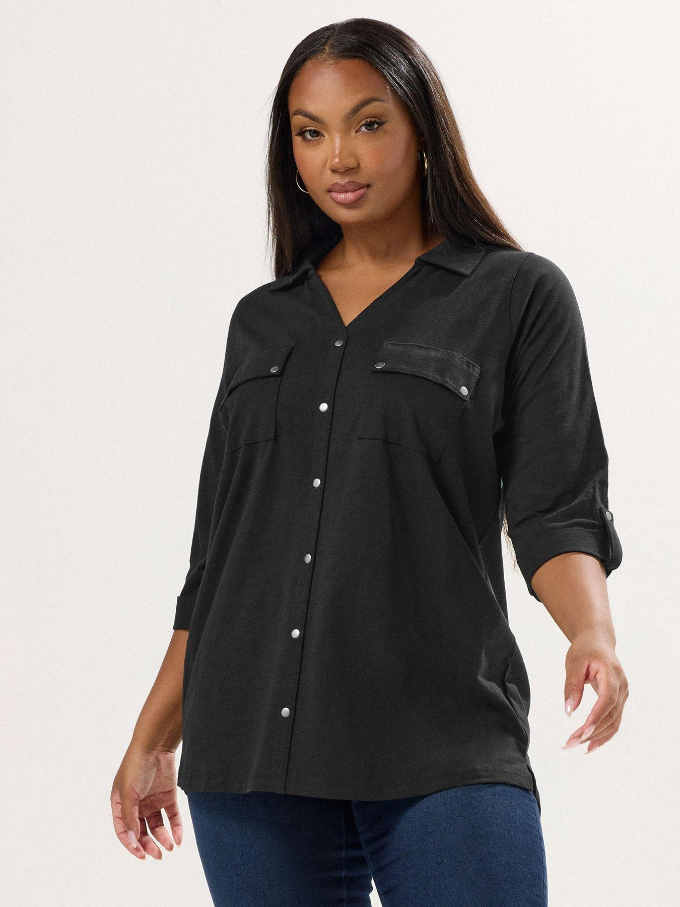 yours-curve-placket-jersey-shirt-black