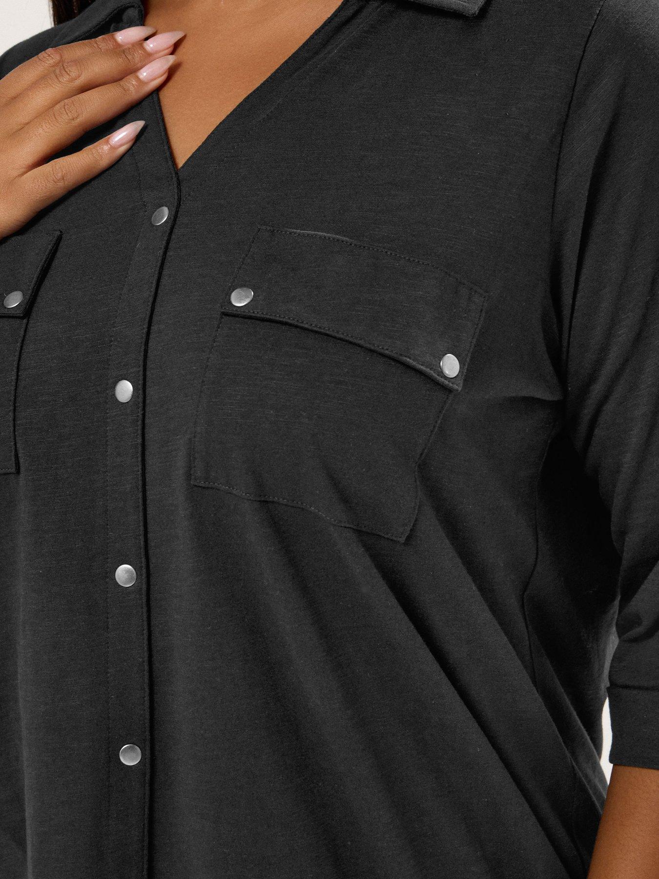 yours-curve-placket-jersey-shirt-blackoutfit