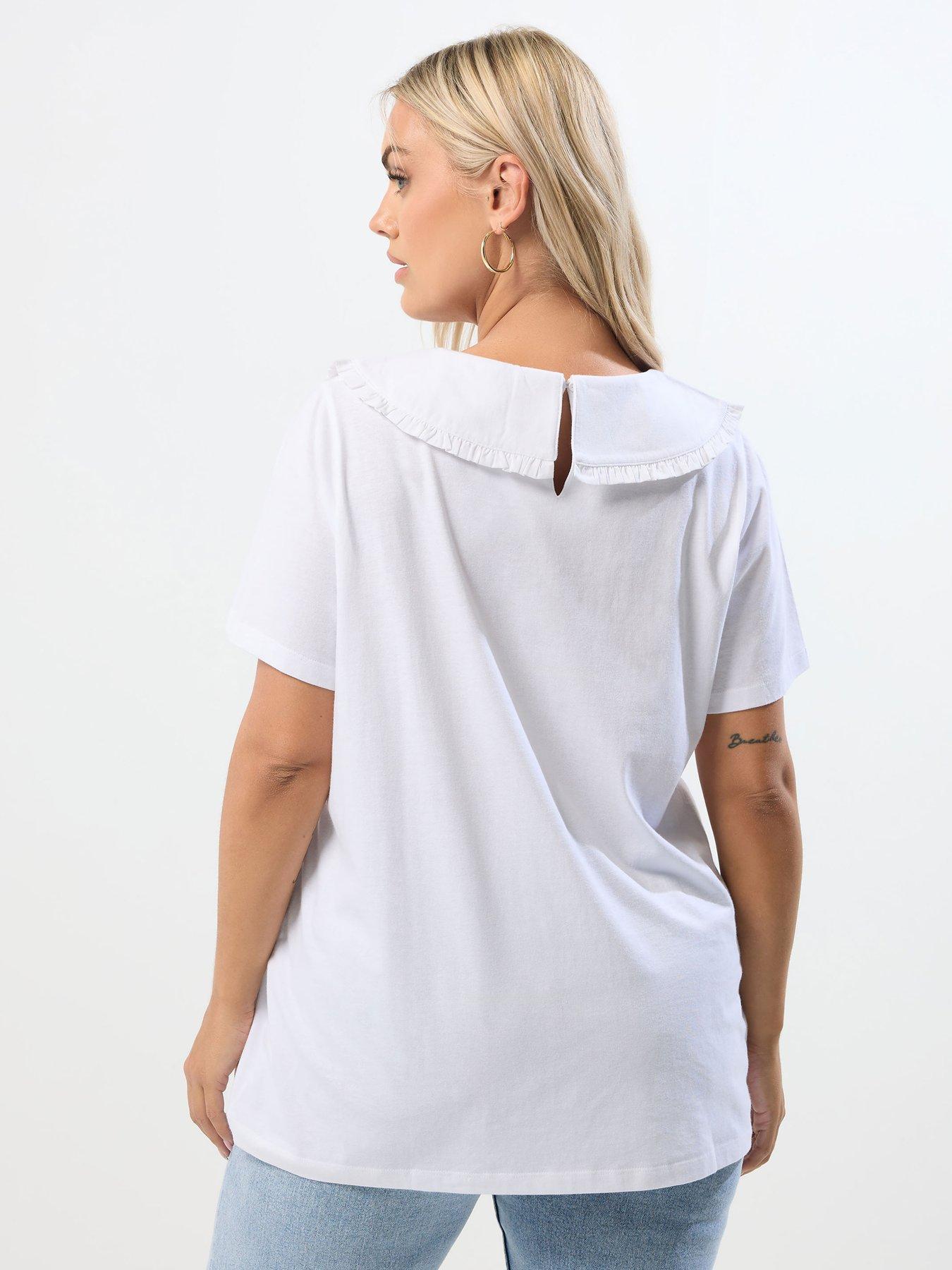 yours-curve-lace-collar-top-whitestillFront