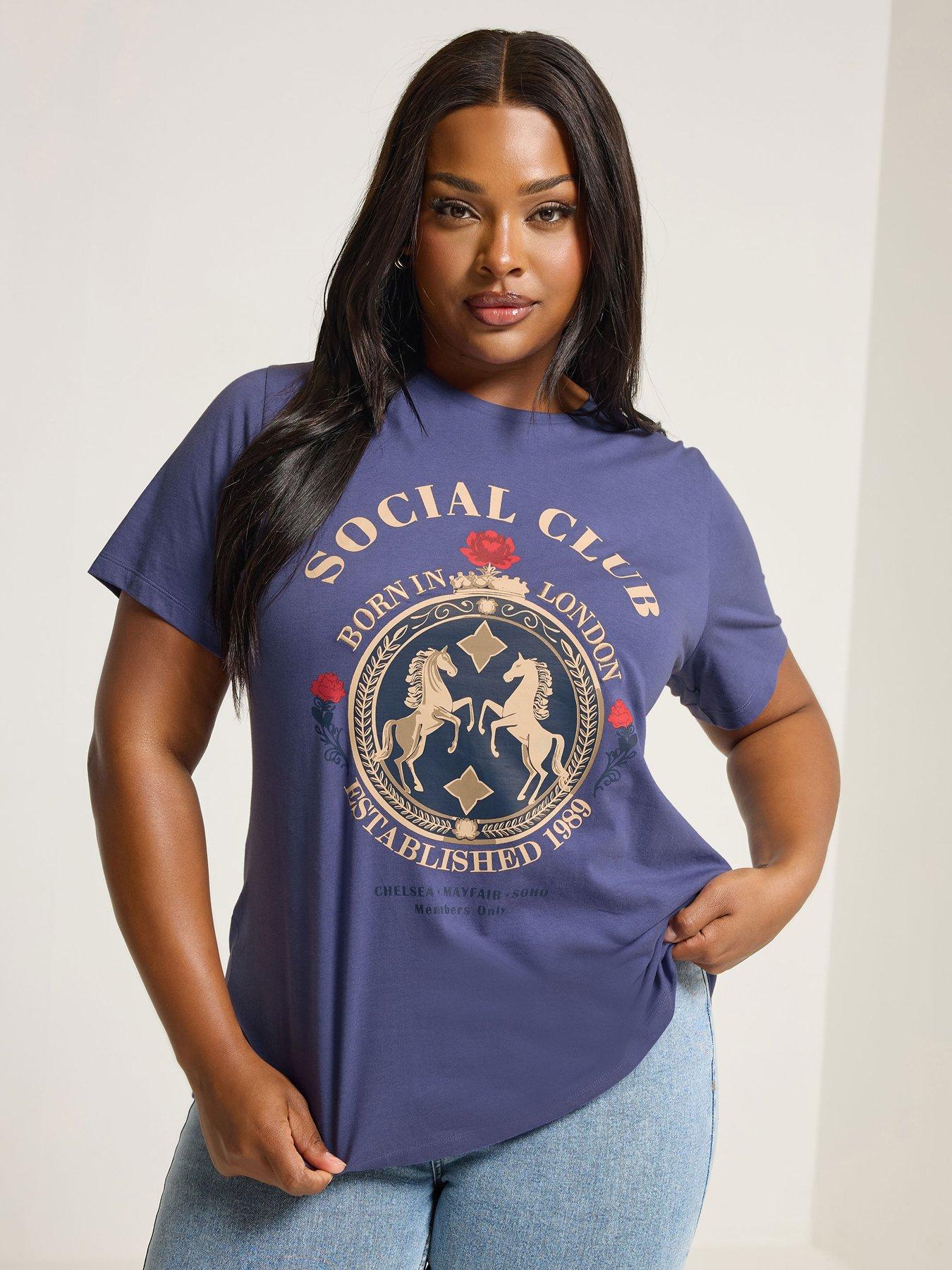 yours-curve-placement-set-in-sleeve-t-shirt-blue