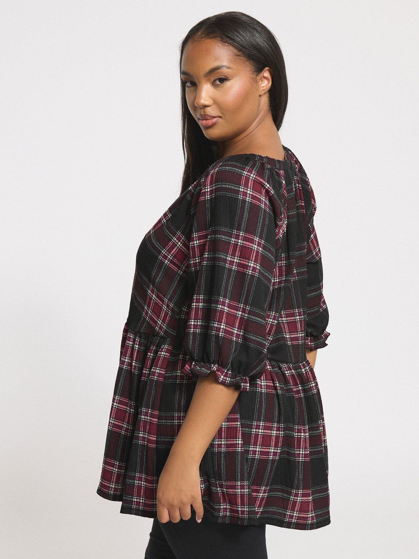 Image 2 of 4 of Yours Curve Notch Neck Textured Top - Black