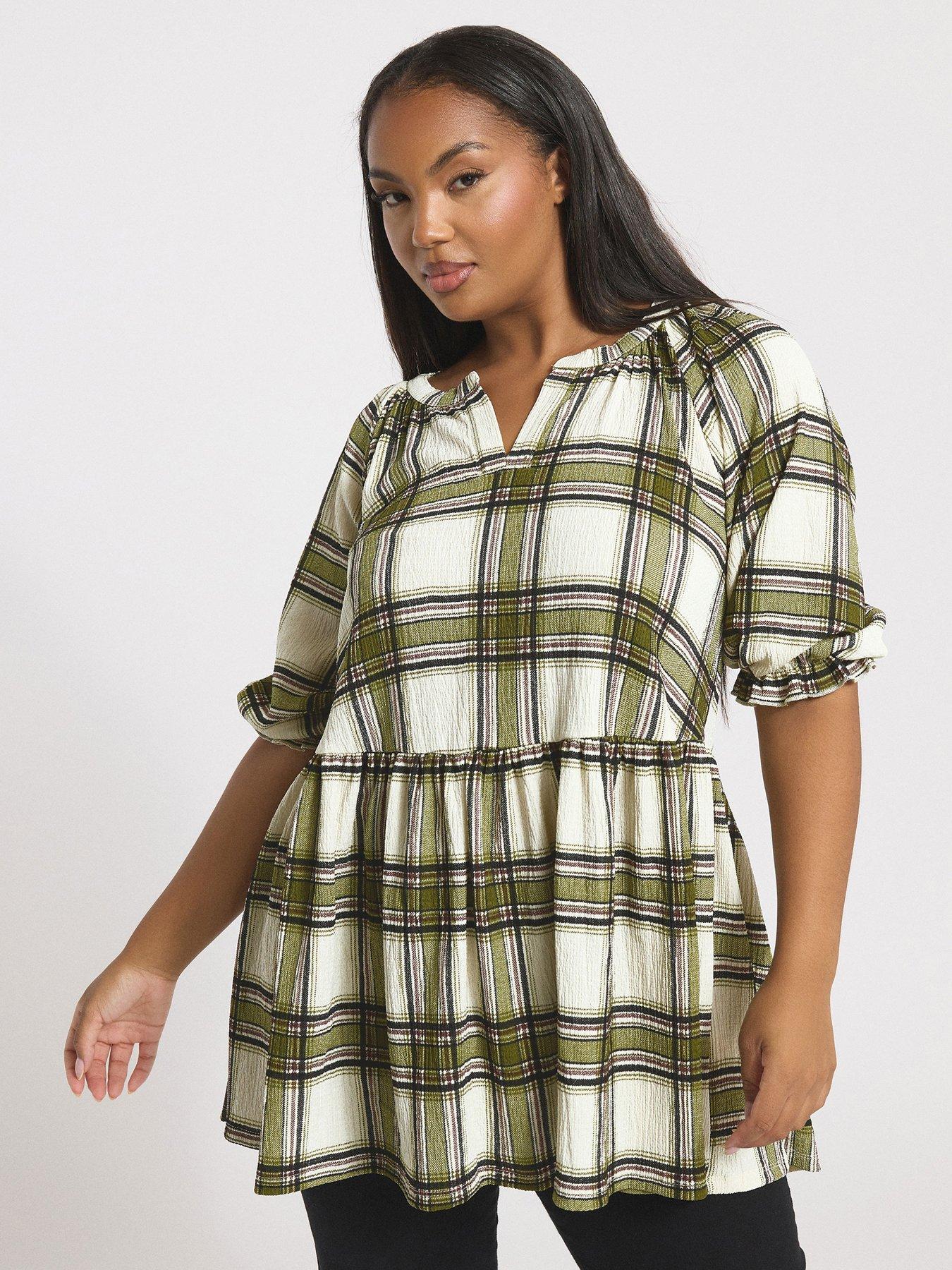 Yours Curve Notch Neck Textured Top - Natural