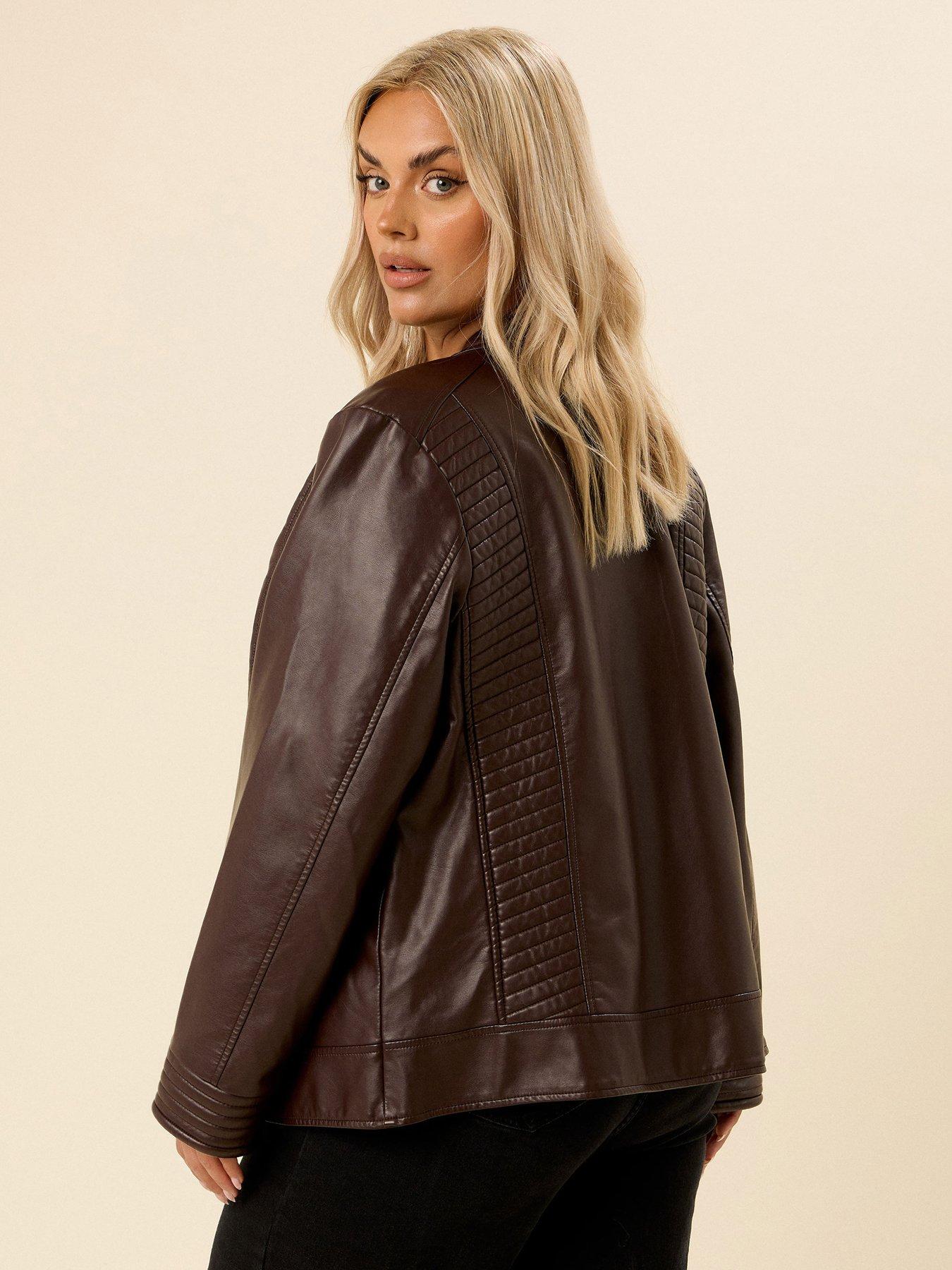 Image 2 of 5 of Yours Curve PU Jacket - Brown