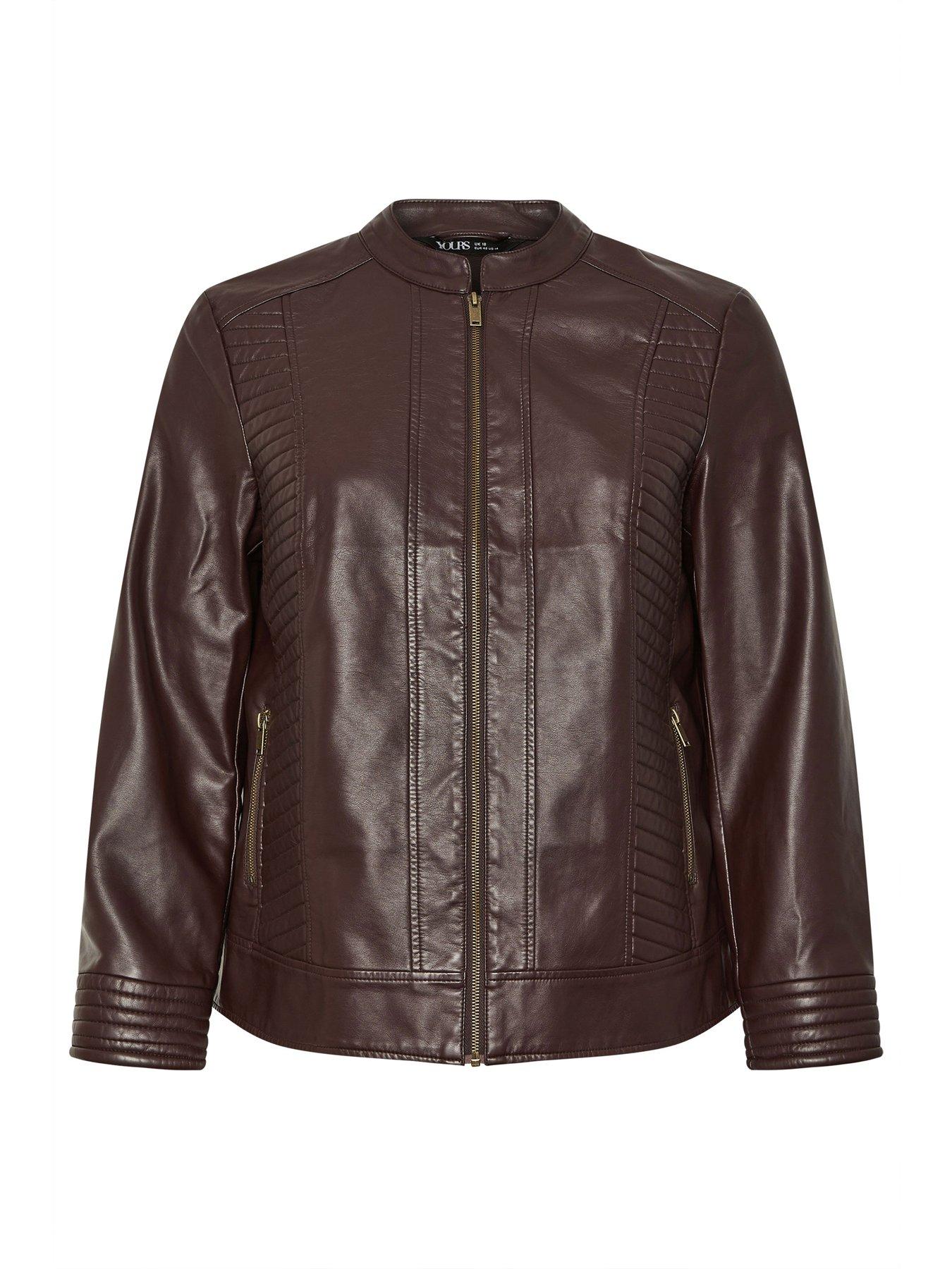 Image 5 of 5 of Yours Curve PU Jacket - Brown