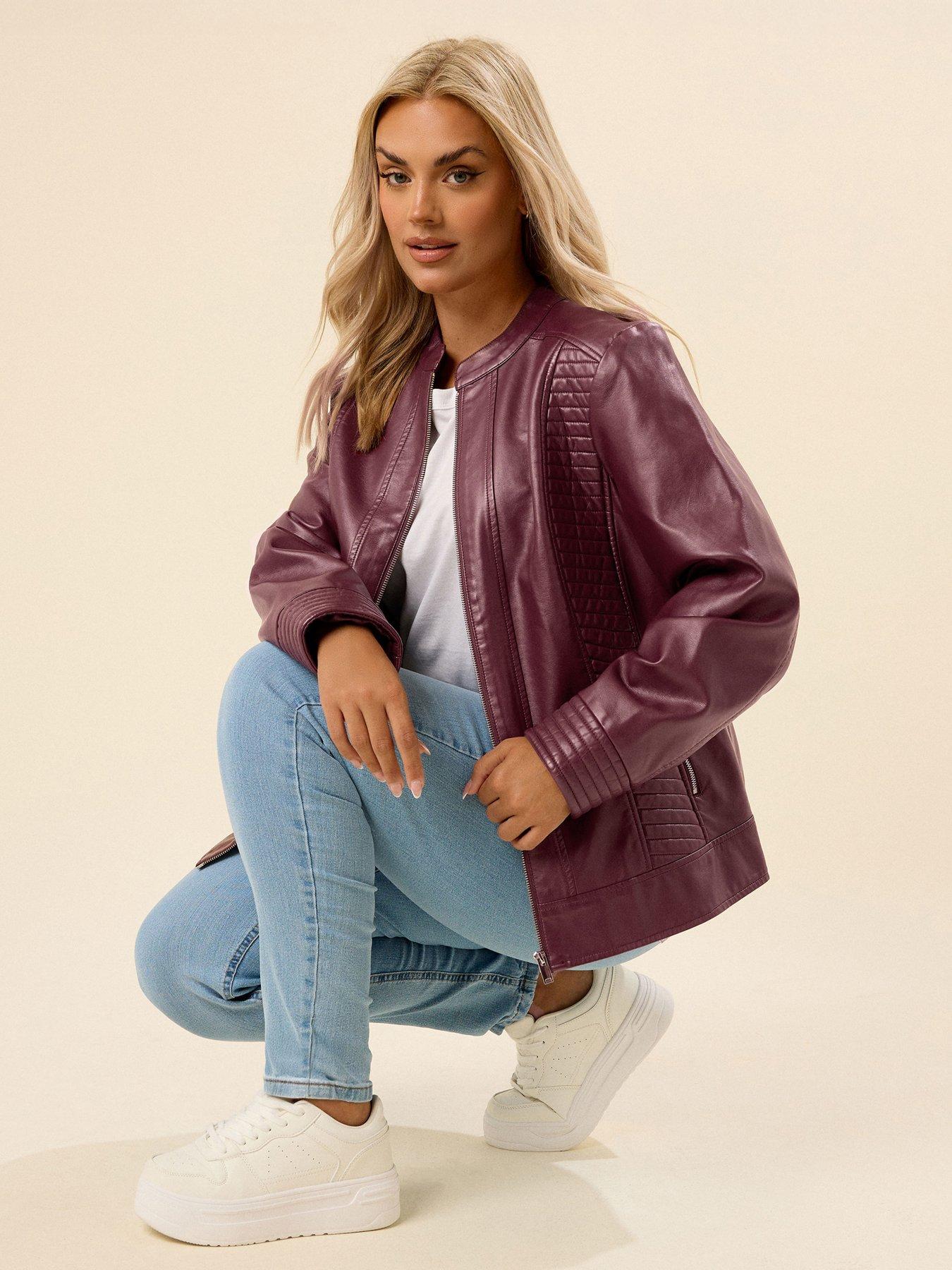 Image 1 of 5 of Yours Curve Pu Jacket - Red