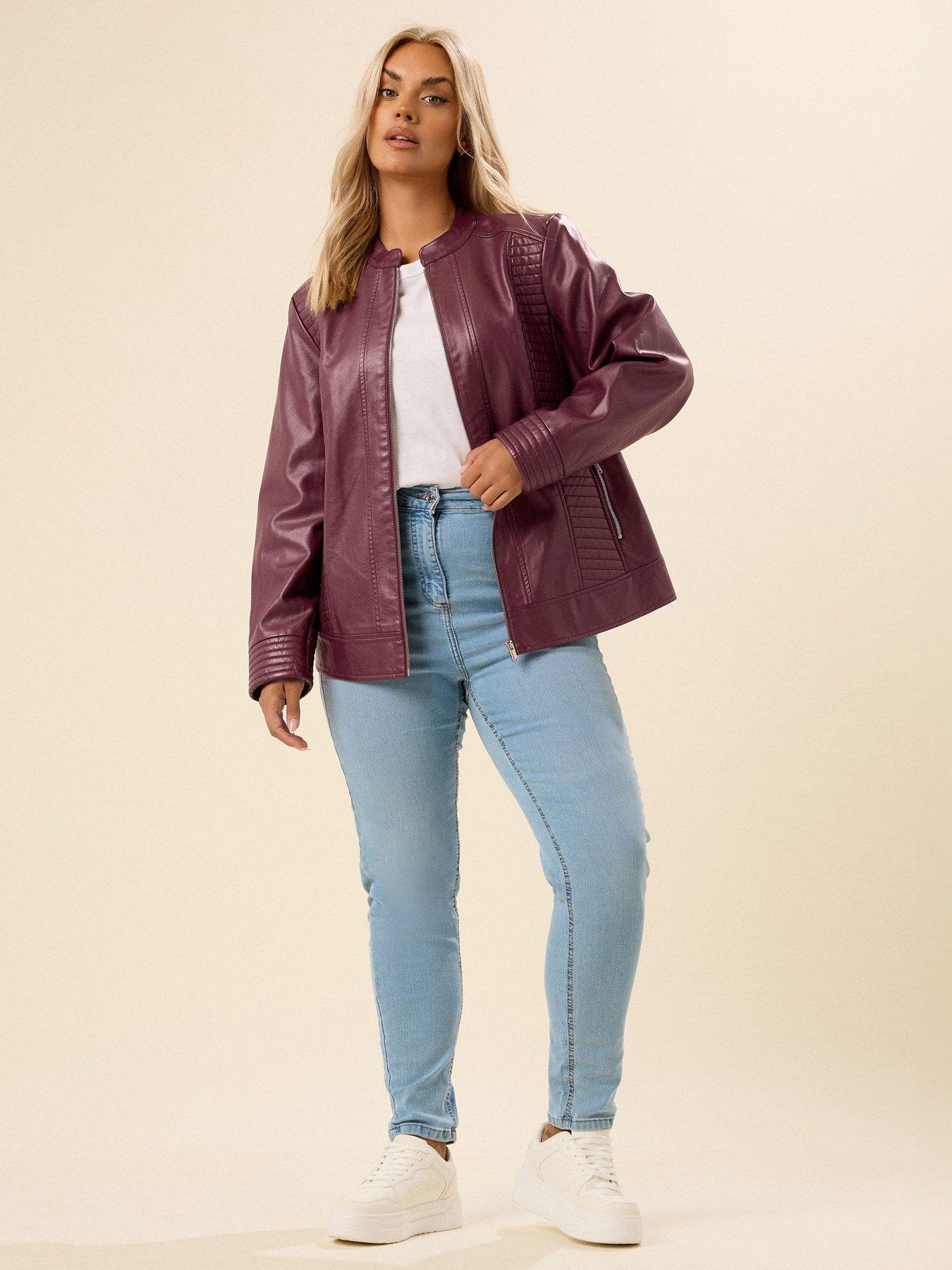 Image 3 of 5 of Yours Curve Pu Jacket - Red