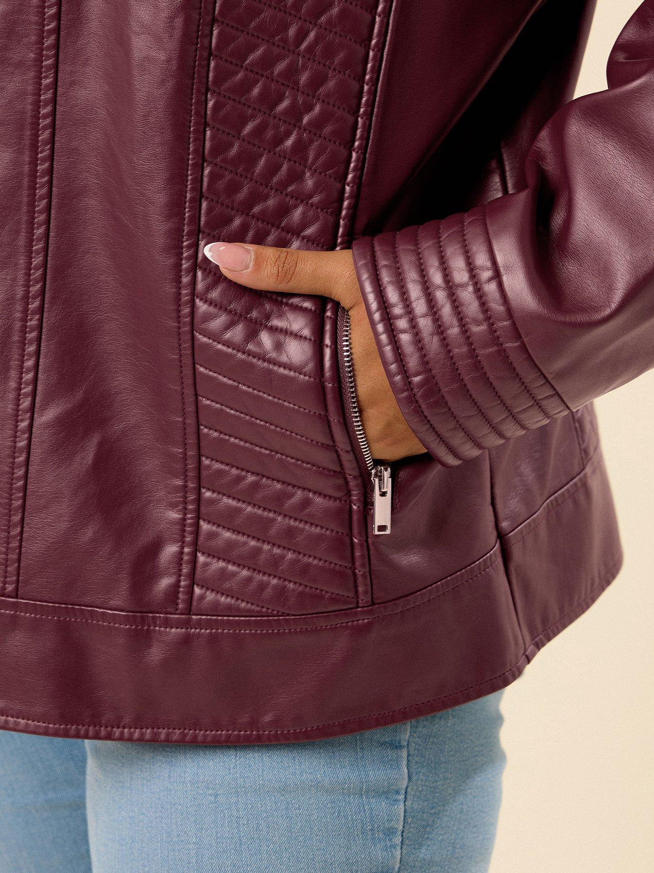 Image 4 of 5 of Yours Curve Pu Jacket - Red