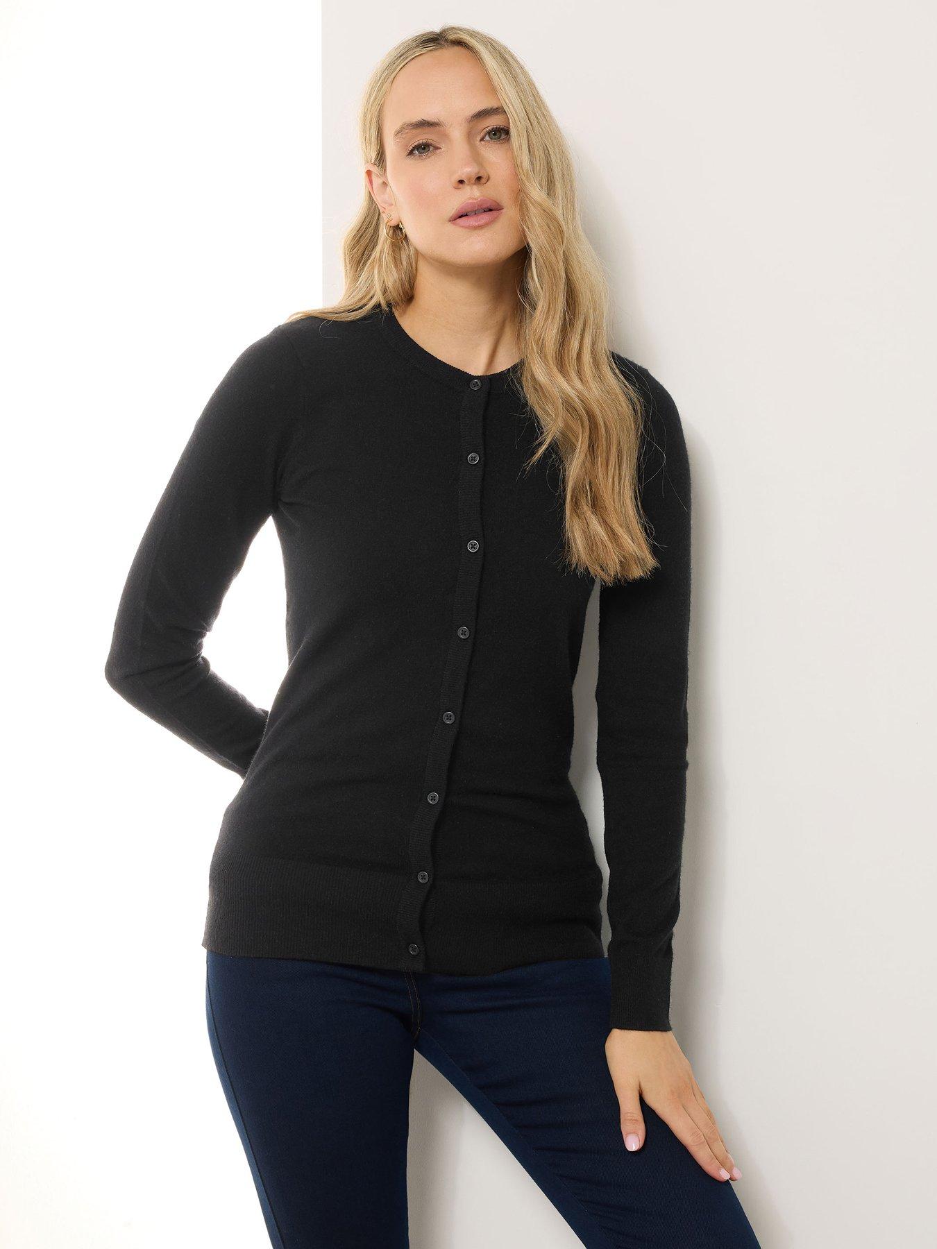 Long Tall Sally Tall Crew Neck Cardigan - Black
