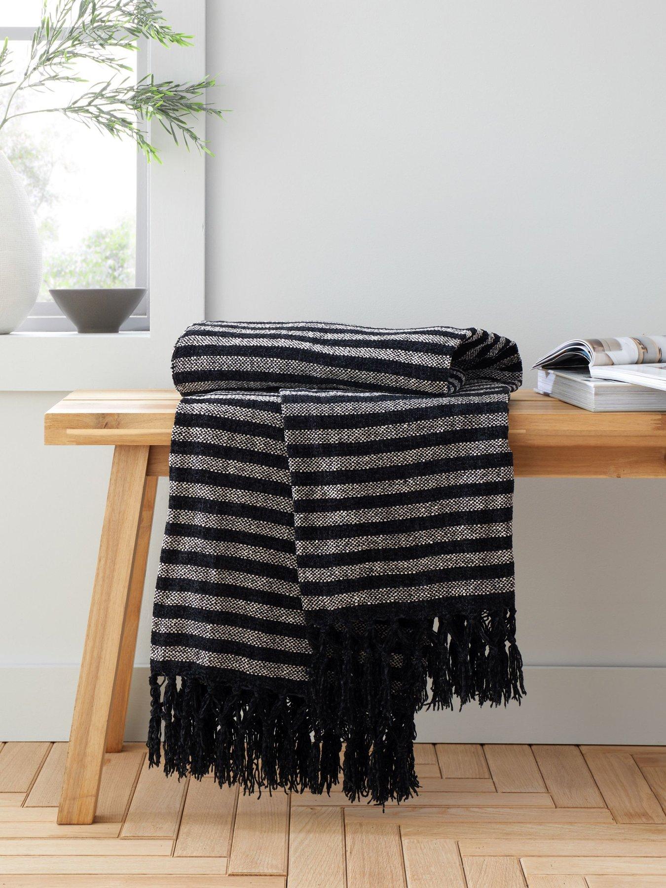 undefined Stripe Chenille Throw- 130x170cm