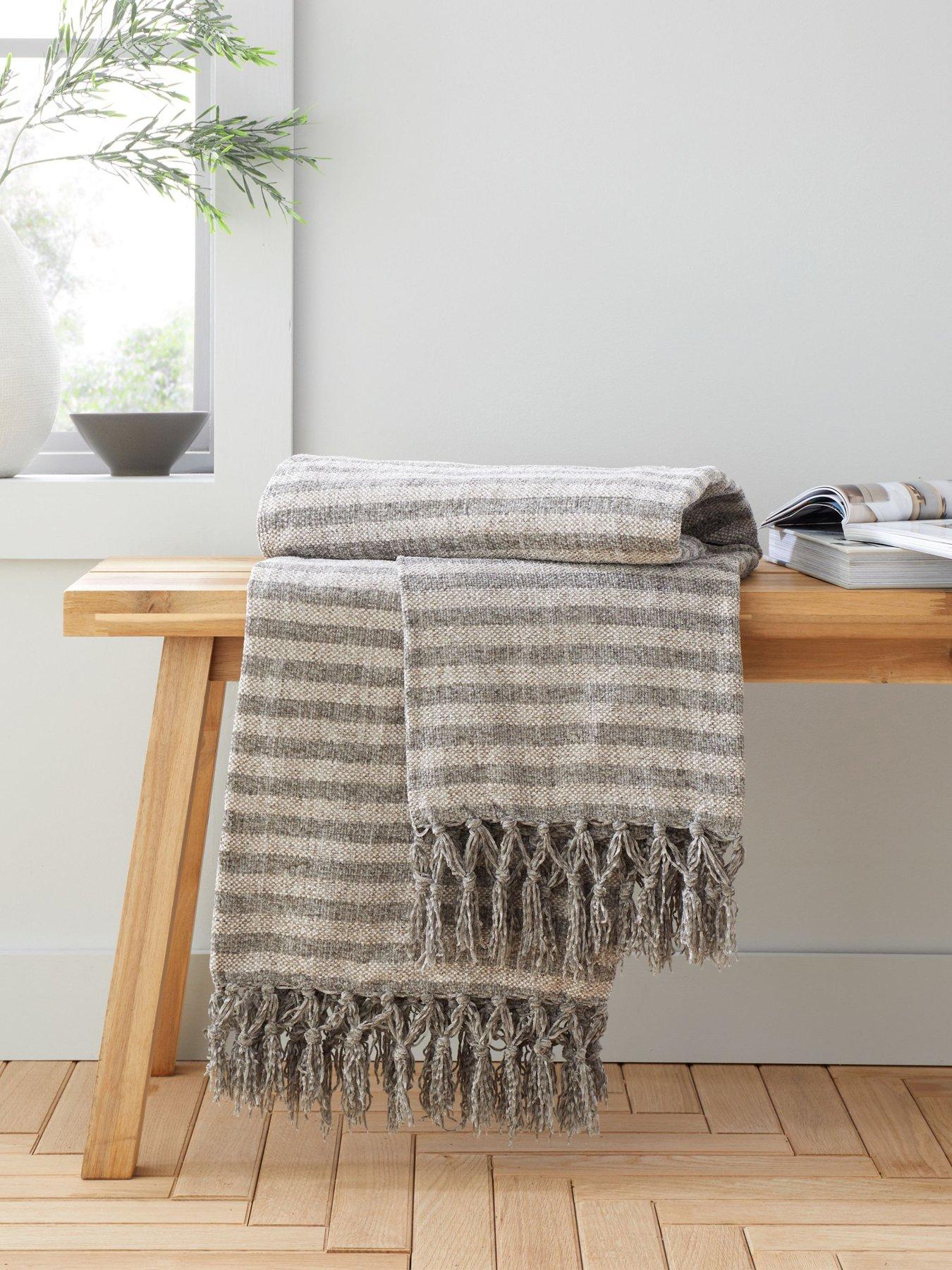 undefined Stripe Chenille Throw- 130x170cm