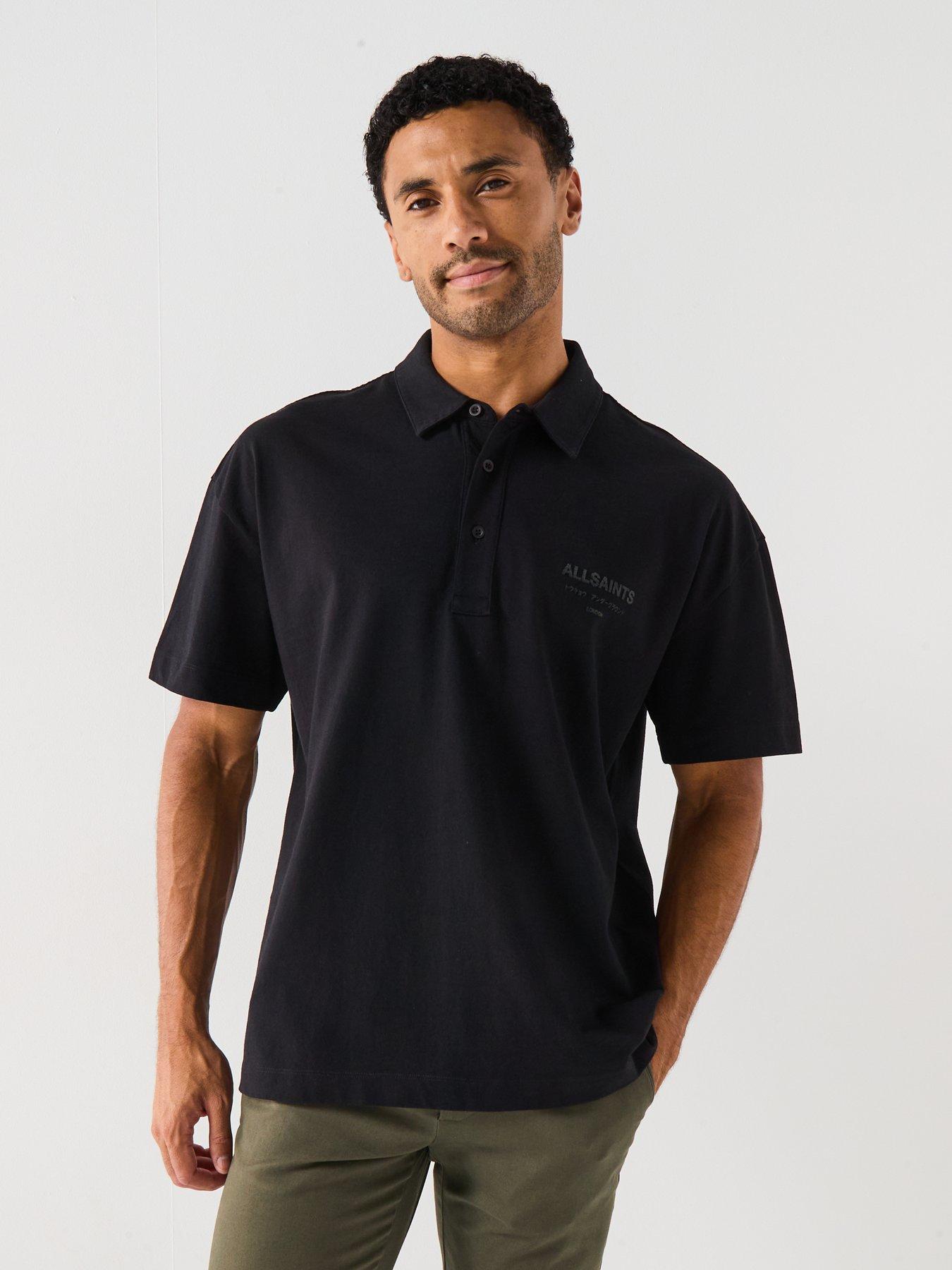 Image 5 of 6 of AllSaints All Saints Xander Short Sleeve Polo Shirt - Black