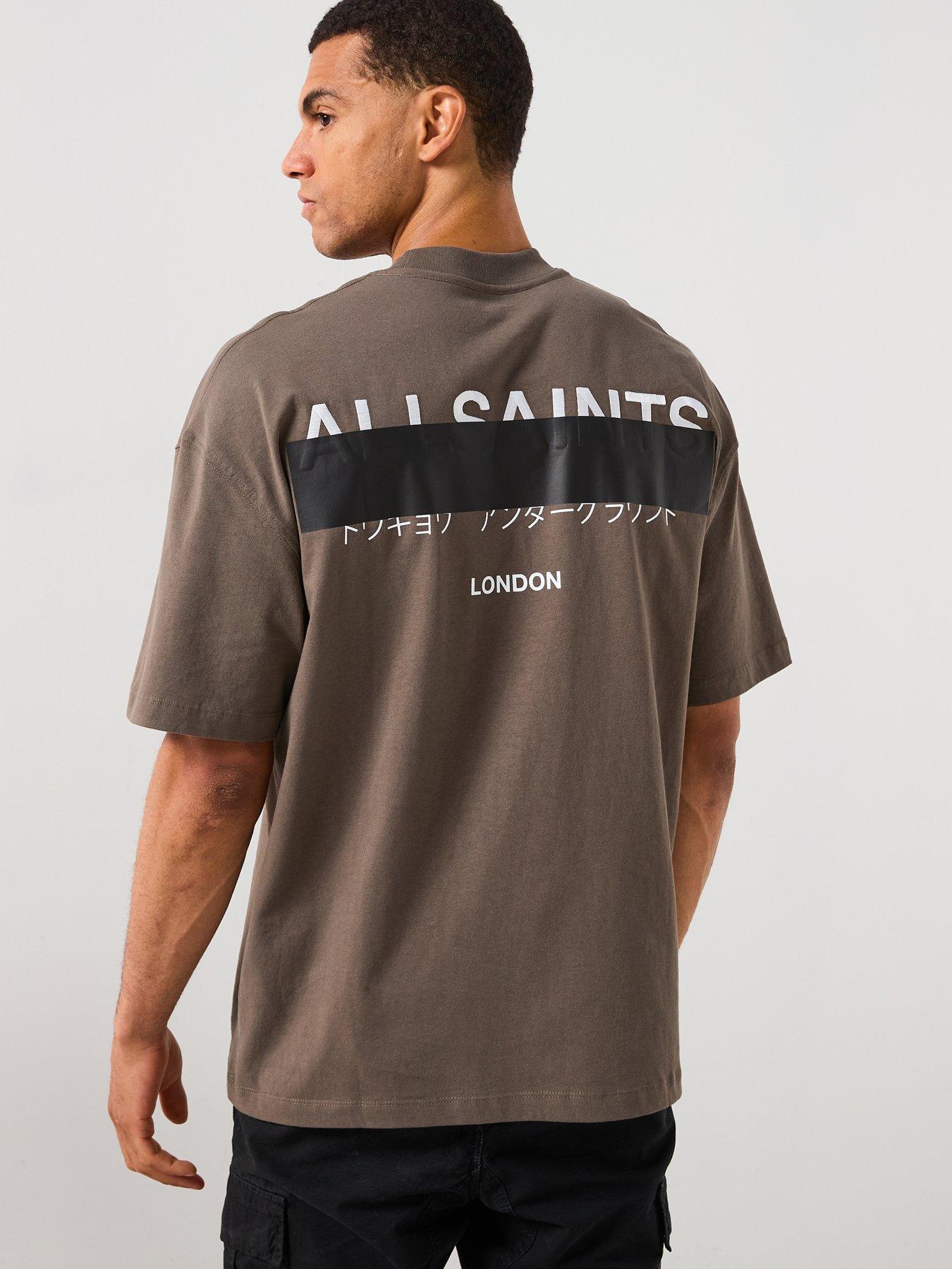 Image 1 of 6 of AllSaints All Saints Redact Short Sleeve Crew Neck T-Shirt - Dark Khaki