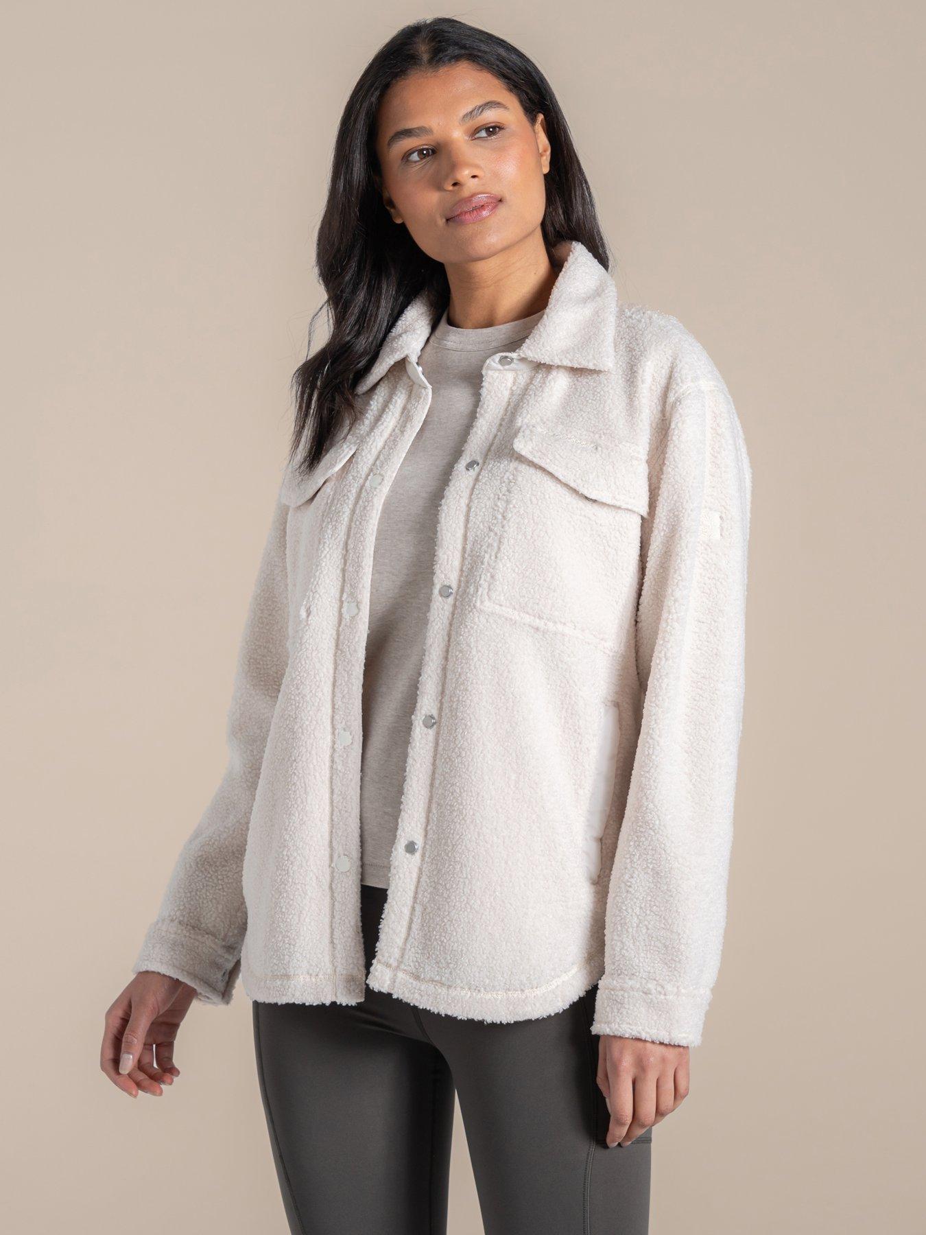 Craghoppers Womens National Trust Ribwor Overshirt Borg Fleece - Ecru