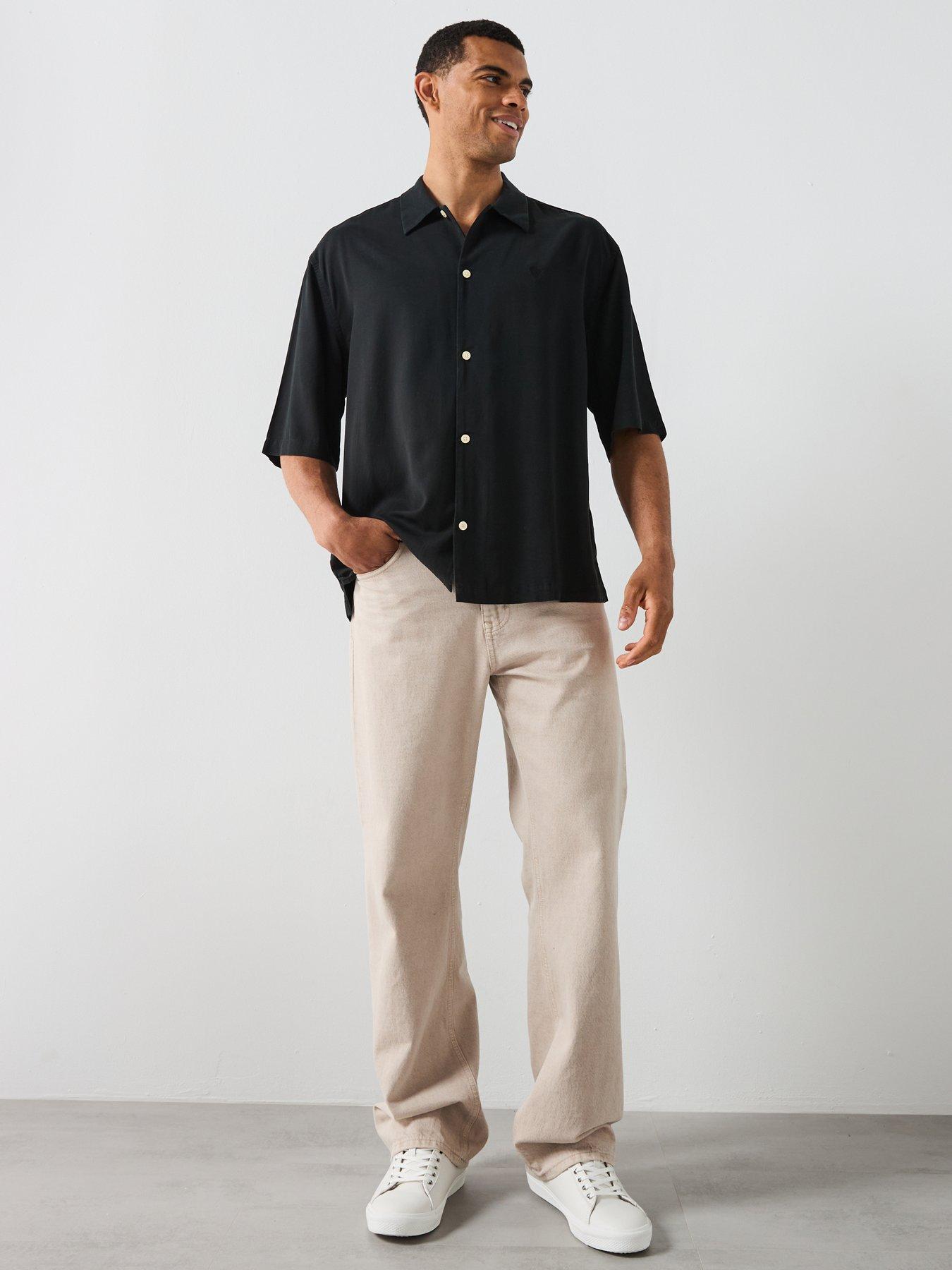 Image 3 of 6 of AllSaints All Saints Rialto Short Sleeve Cuban Collar Shirt - Black