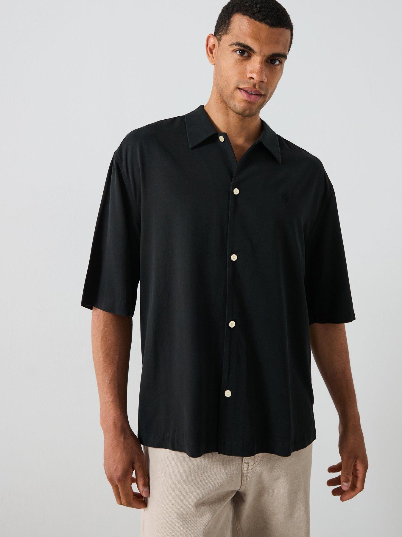 Image 6 of 6 of AllSaints All Saints Rialto Short Sleeve Cuban Collar Shirt - Black