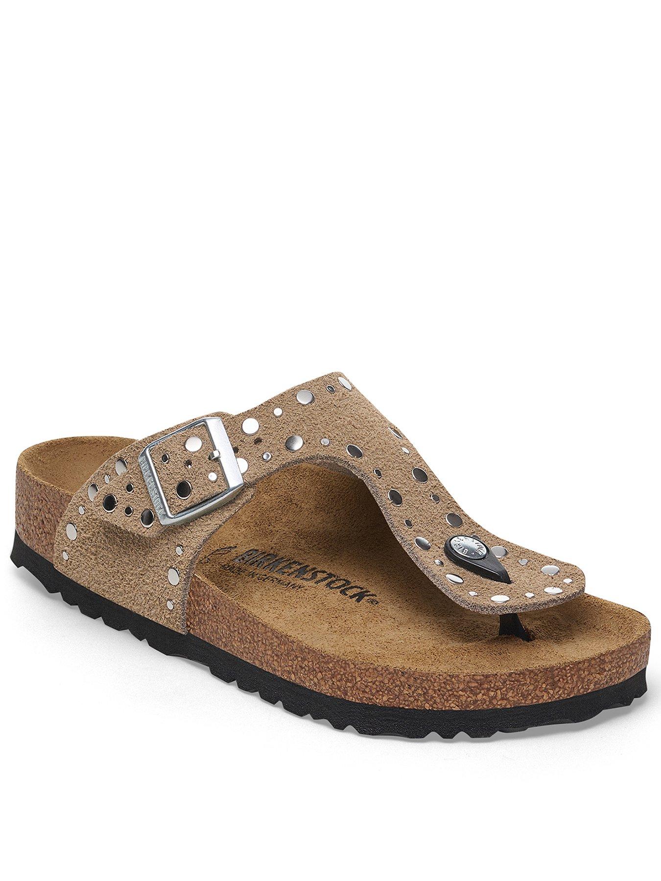 Birkenstock Gizeh Rivet Border Suede Sandal - Taupe