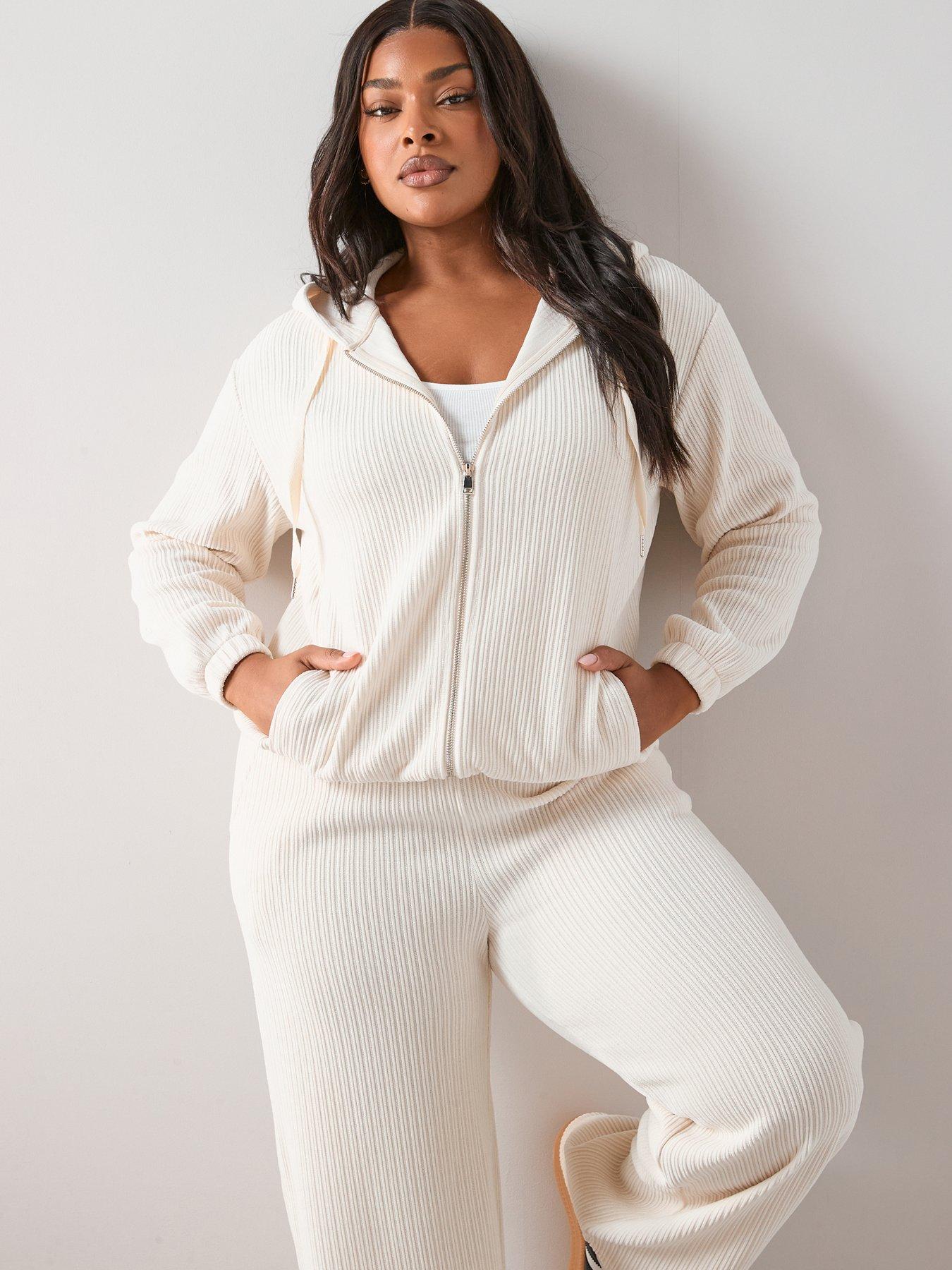 the-very-collection-curve-velour-rib-zip-through-hoodie-creamdetail