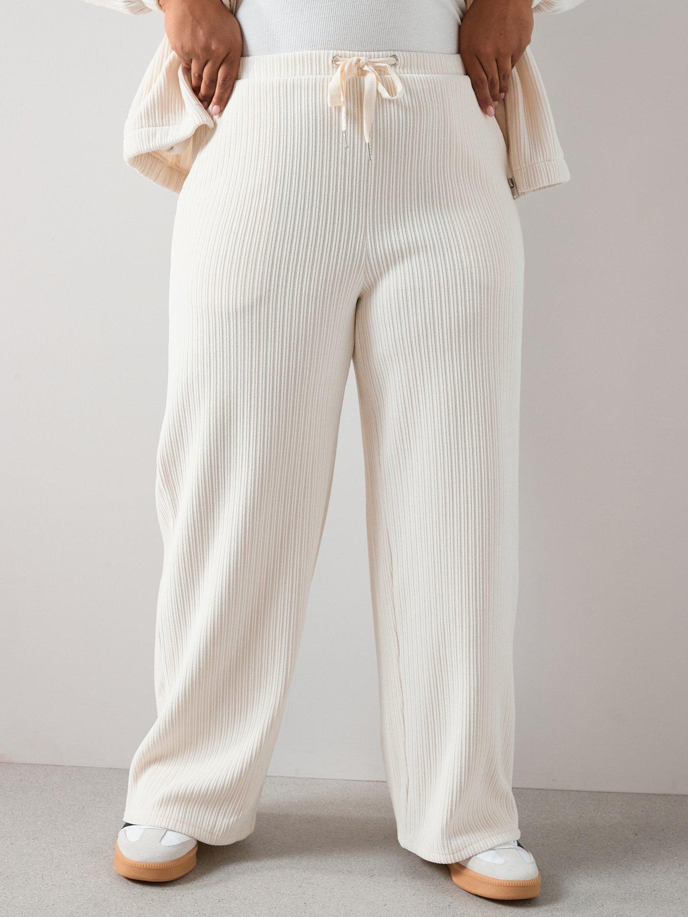 the-very-collection-curve-velour-rib-wide-leg-trouser-cream