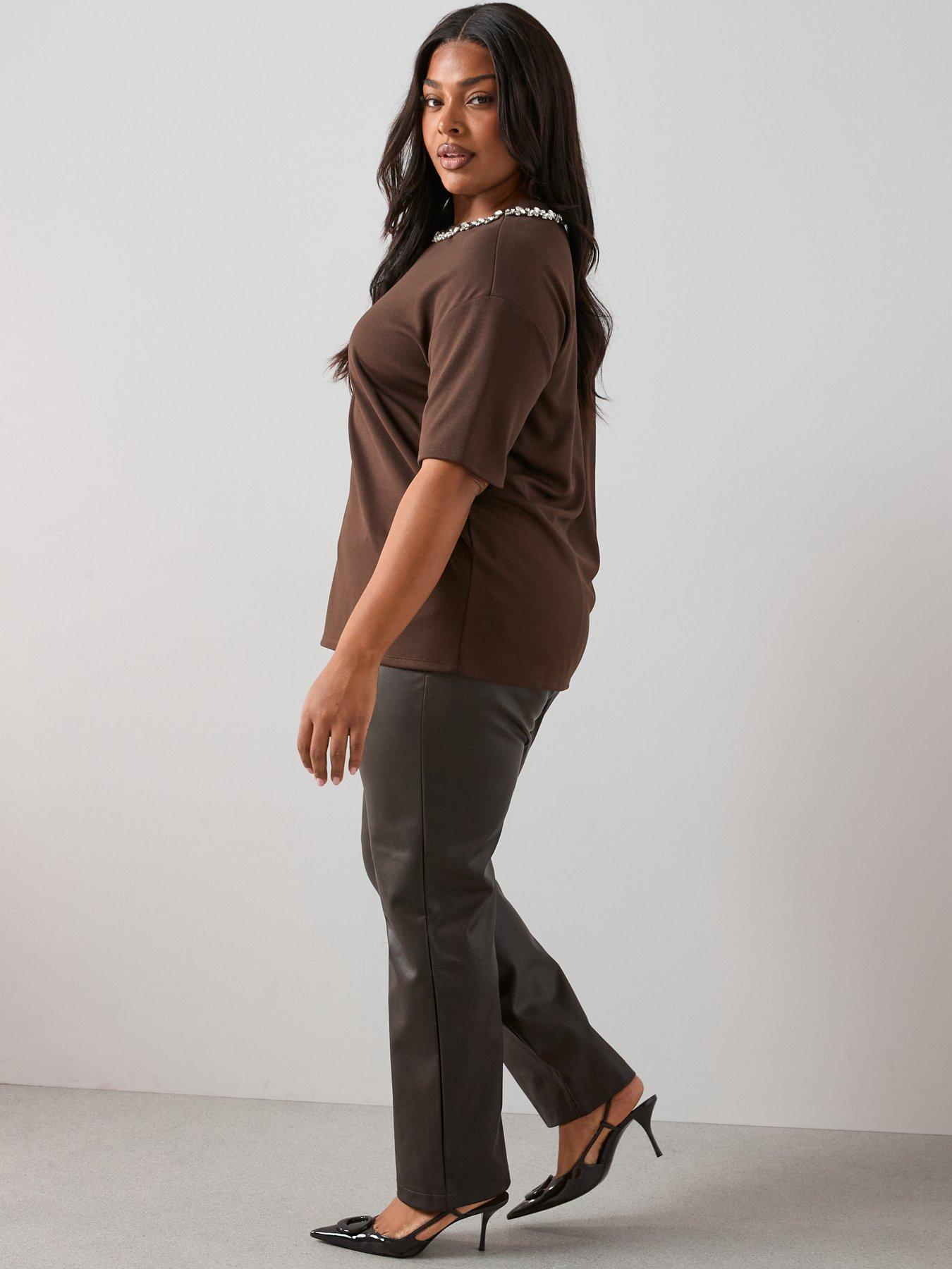 the-very-collection-curve-embellished-neckline-top-browndetail