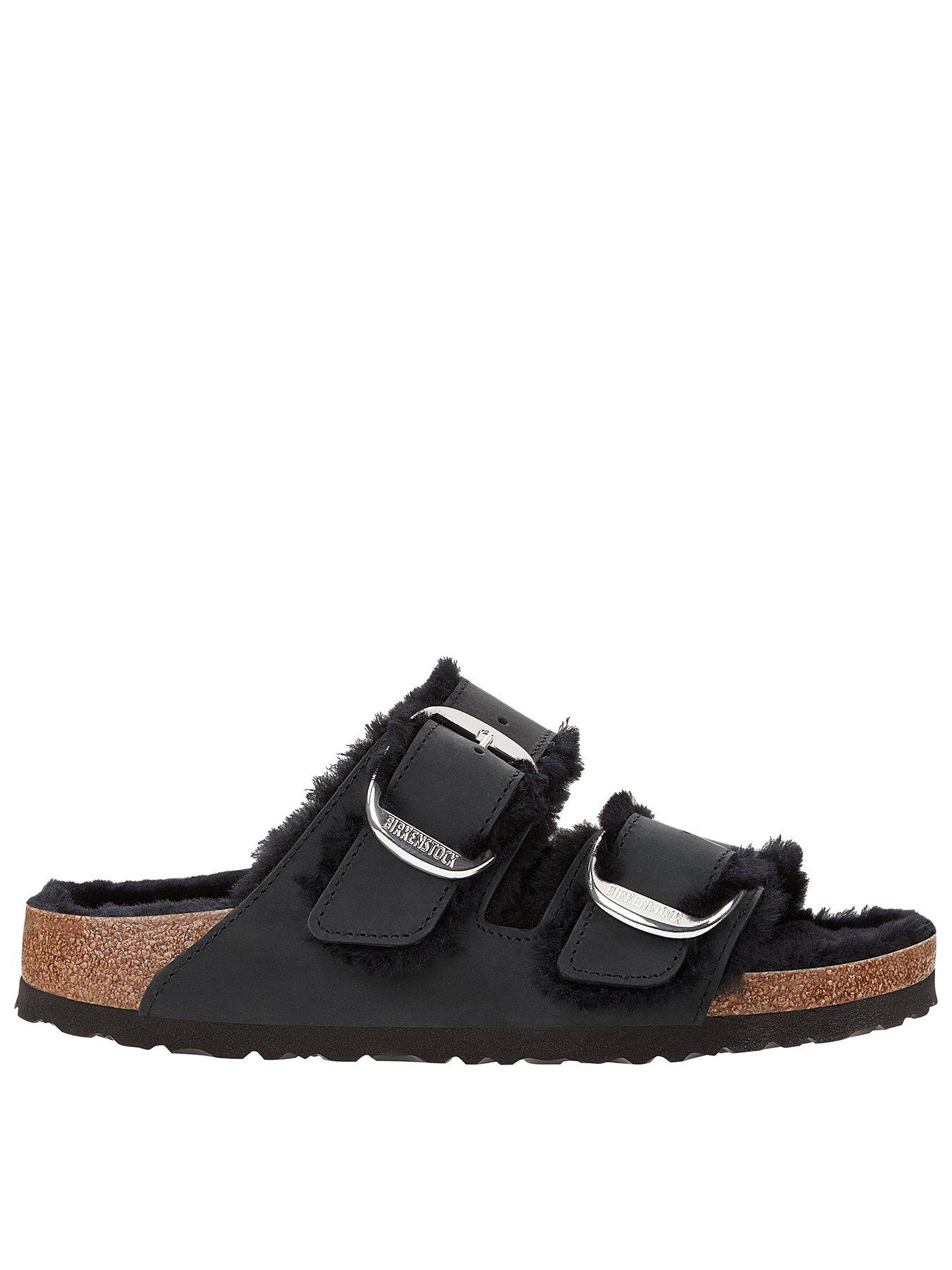 Birkenstock Arizona Big Buckle Shearling Leather Sandal - Black