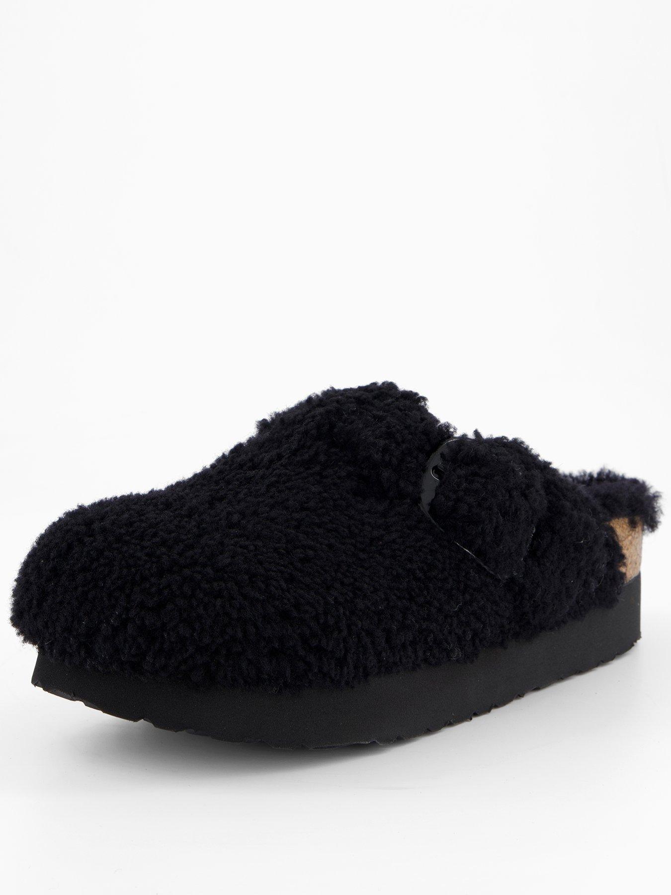 birkenstock-boston-big-buckle-platform-fur-black