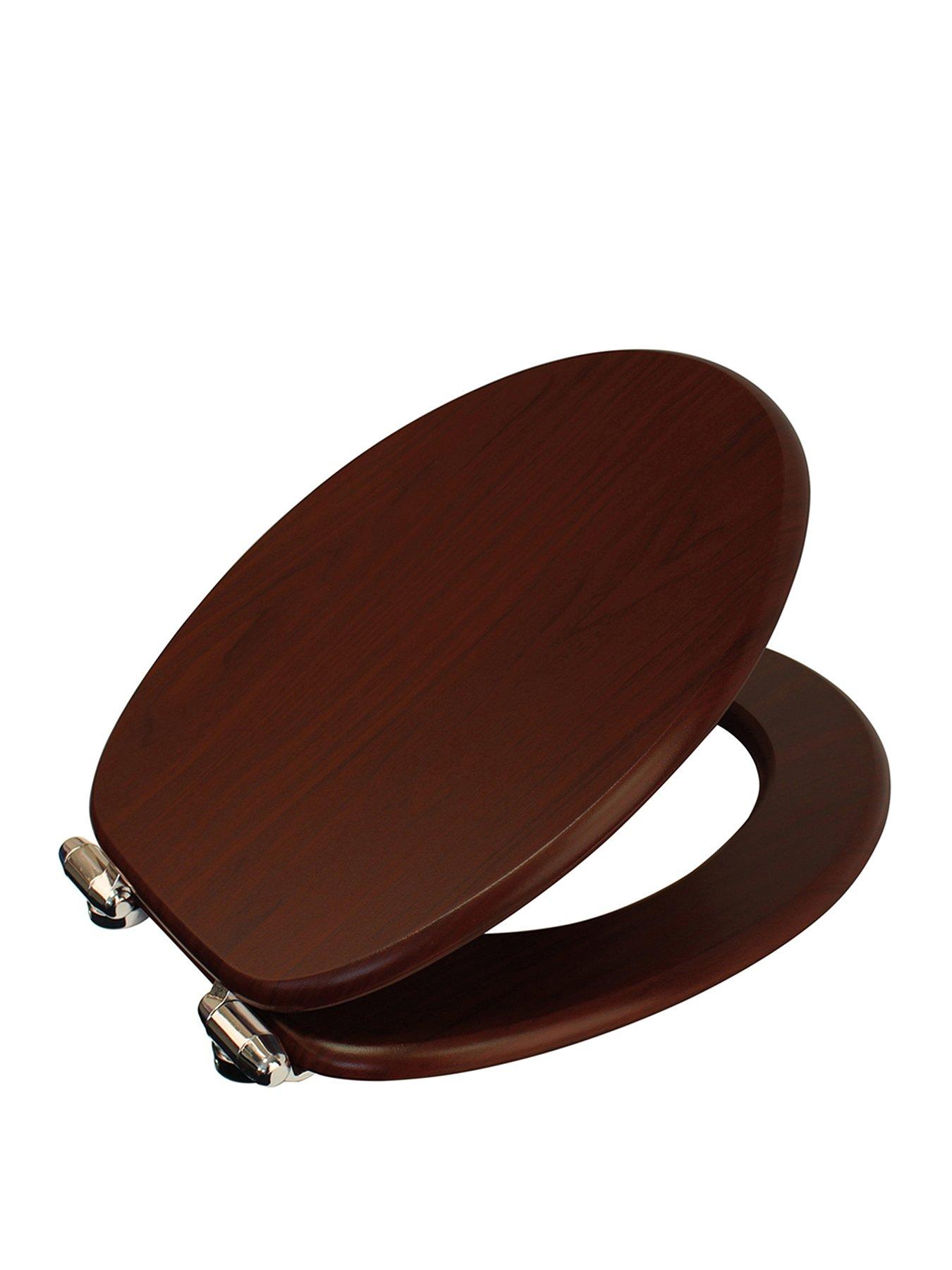 Showerdrape Norfolk Soft Close Toilet Seat Walnut/chrome (soft Close Hinges)