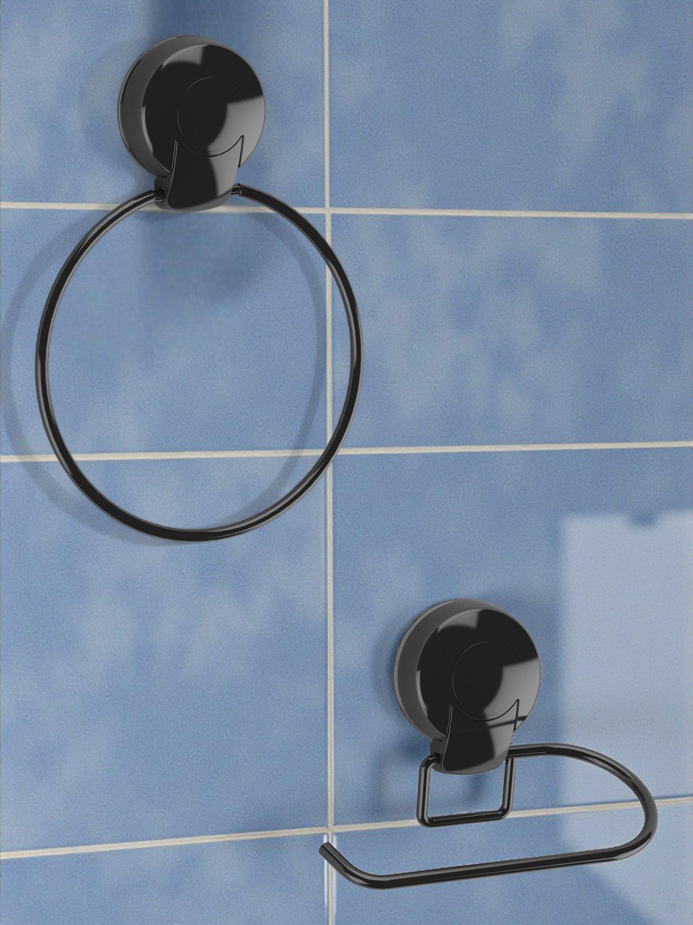 Showerdrape Suctionloc 2 Piece Accessory Set - Toilet Roll Holder  &  Towel Ring