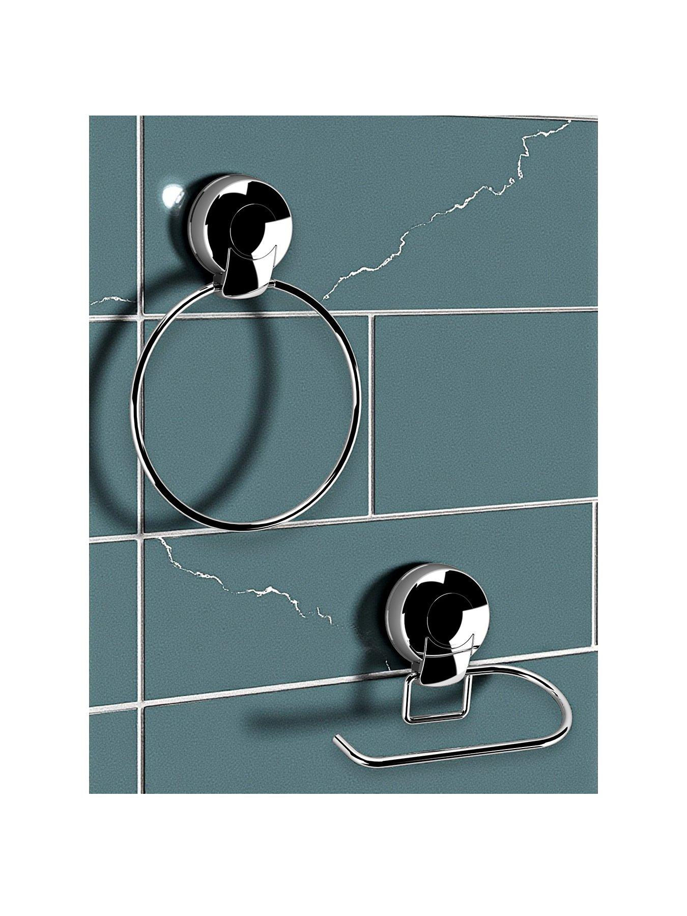 Showerdrape Suctionloc 2 Piece Accessory Set - Toilet Roll Holder  &  Towel Ring